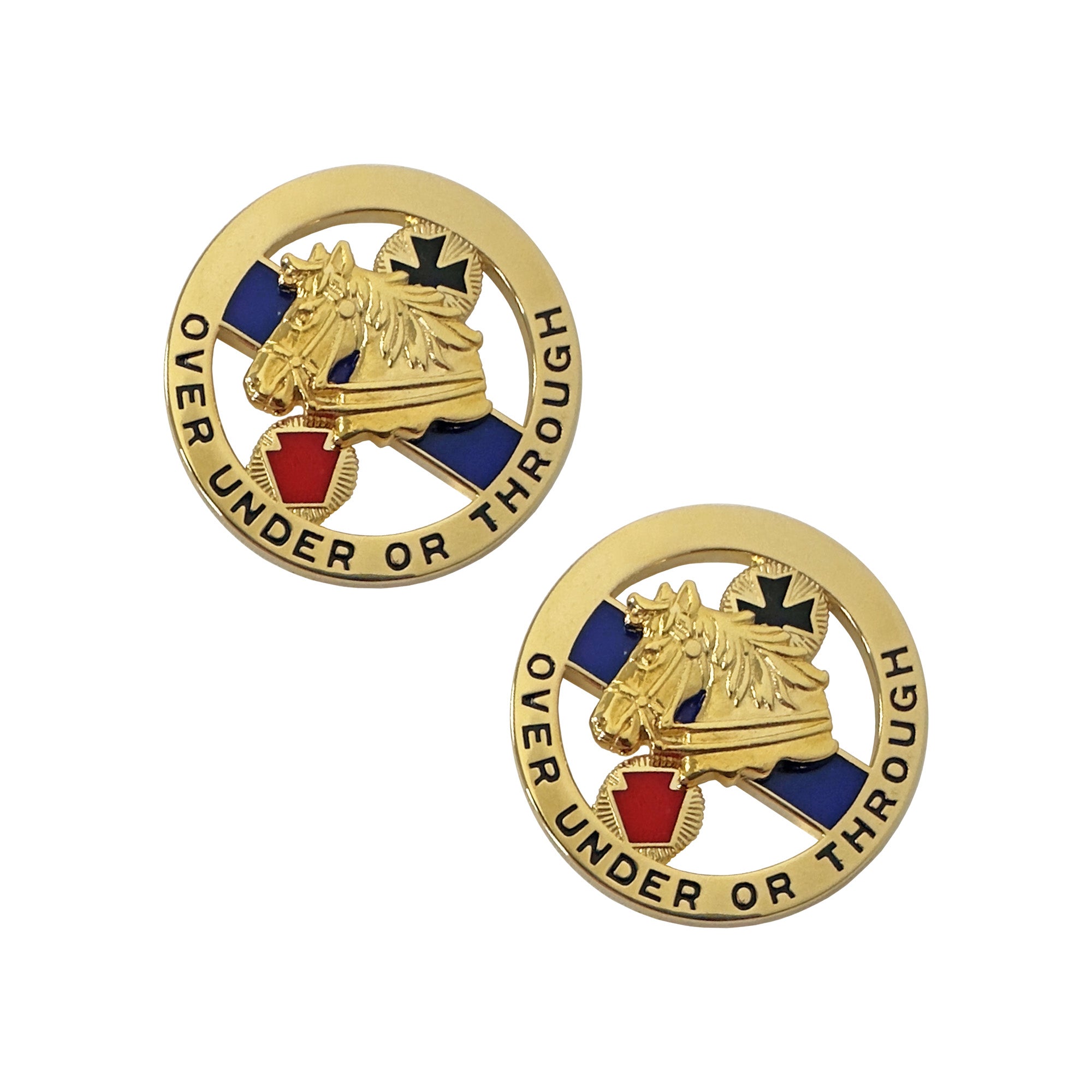 U.S. Army 104th Cavalry Regiment Crest "OVER UNDER OR THROUGH" (pair)