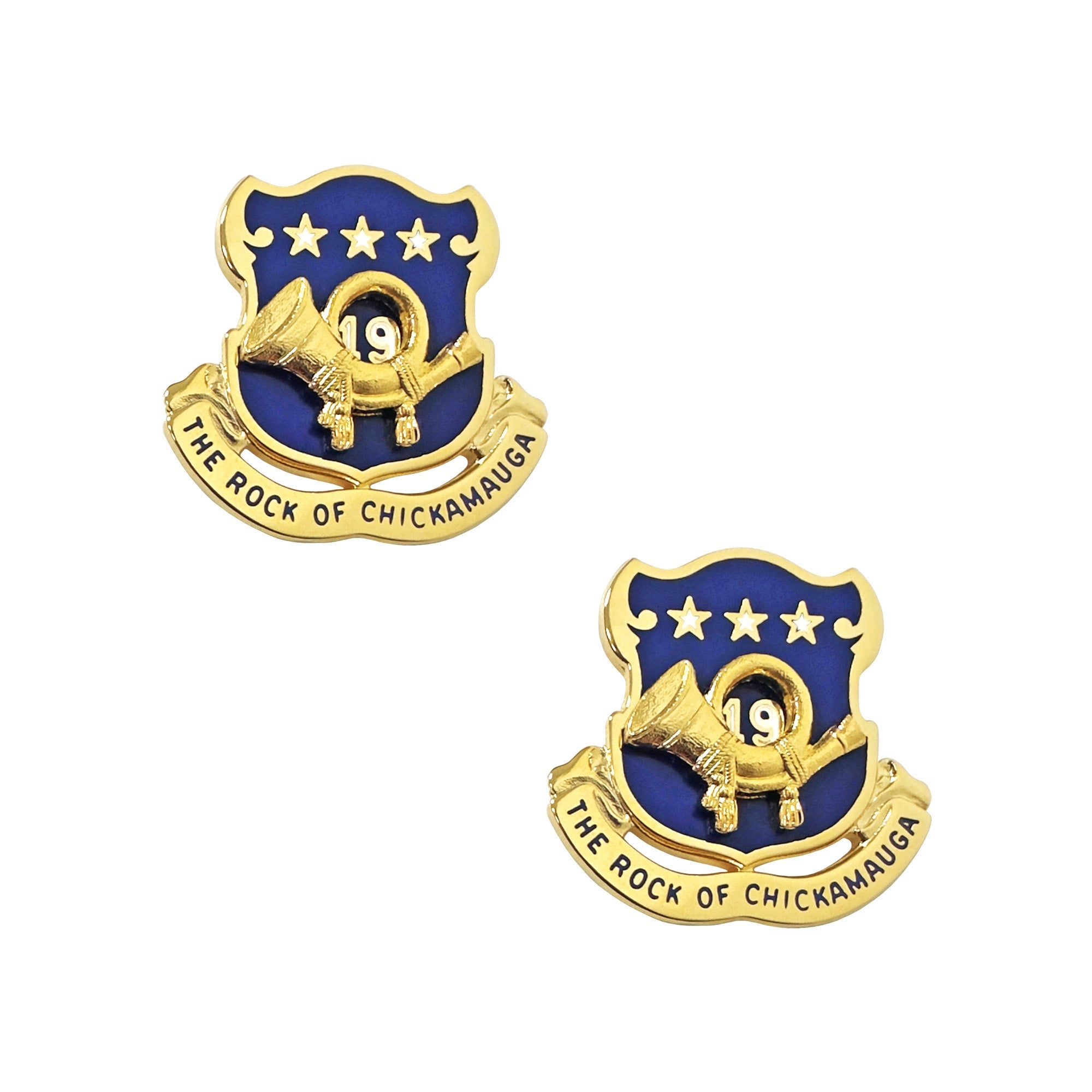 U.S. Army 19th Infantry Crest "The Rock of Chickamauga" (pair)