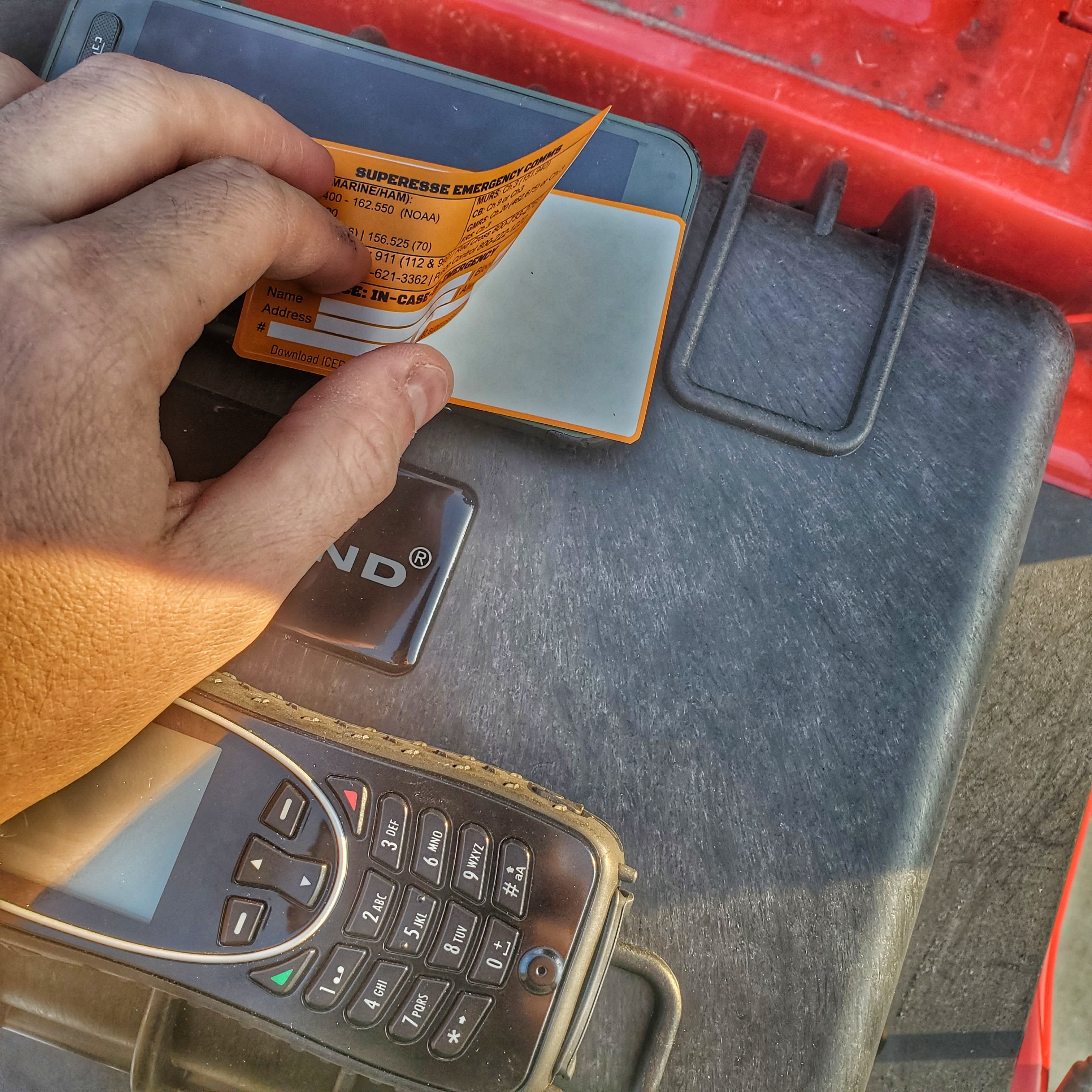 Emergency Comms & ICE Decal - Radio Frequency/Channel and Telephone Contact Numbers, ICE Card