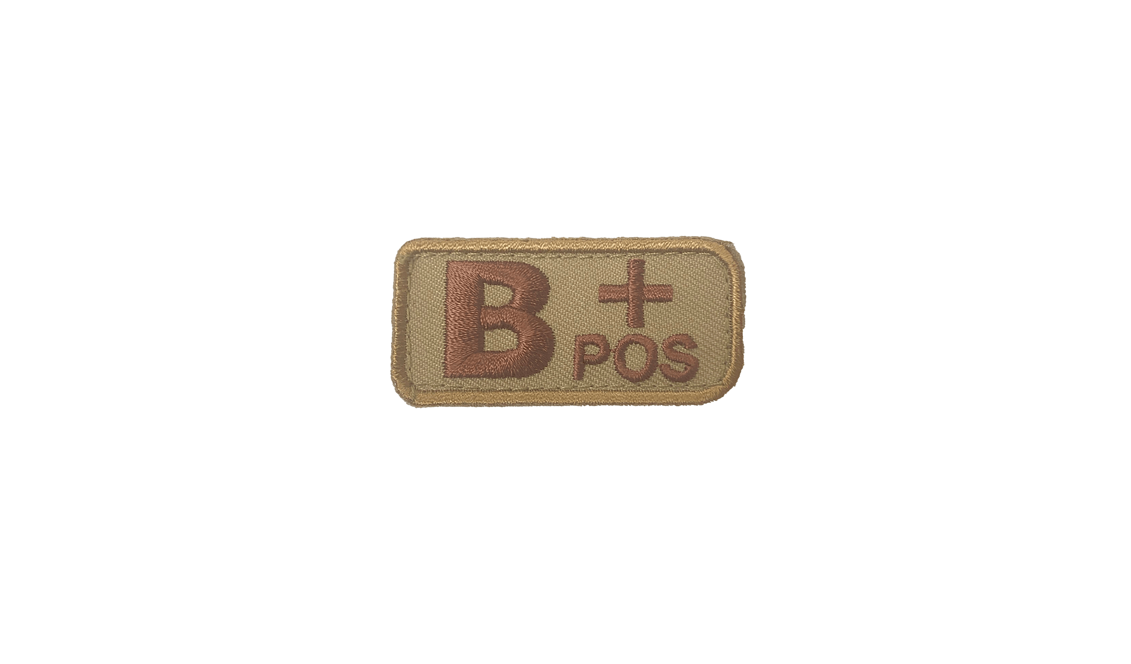 B+ Blood Type Patch Desert W/ Brown Letters W/ Hook Fastener