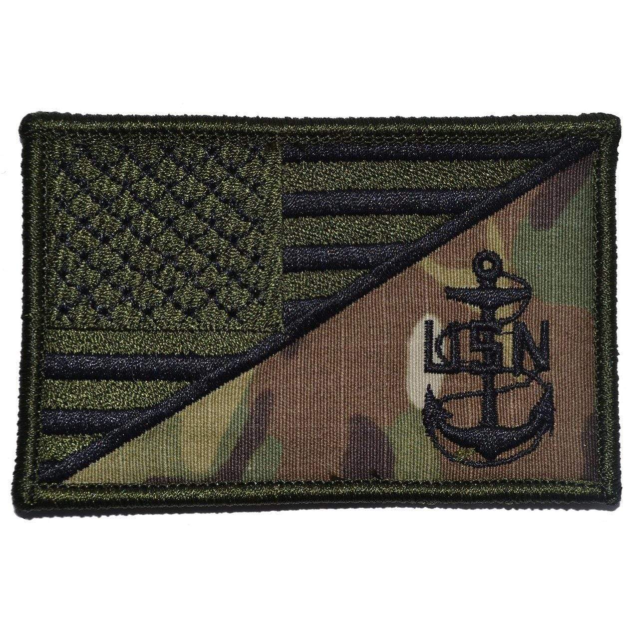 Bandera de EE. UU. con ancla del suboficial jefe de la Marina: parche de 2,25 x 3,5