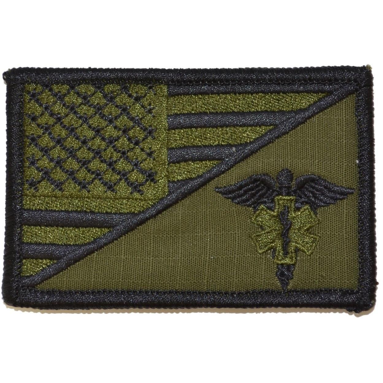 Bandera de EE. UU. con la estrella de la vida del caduceo de EMT: parche de 2,25 x 3,5