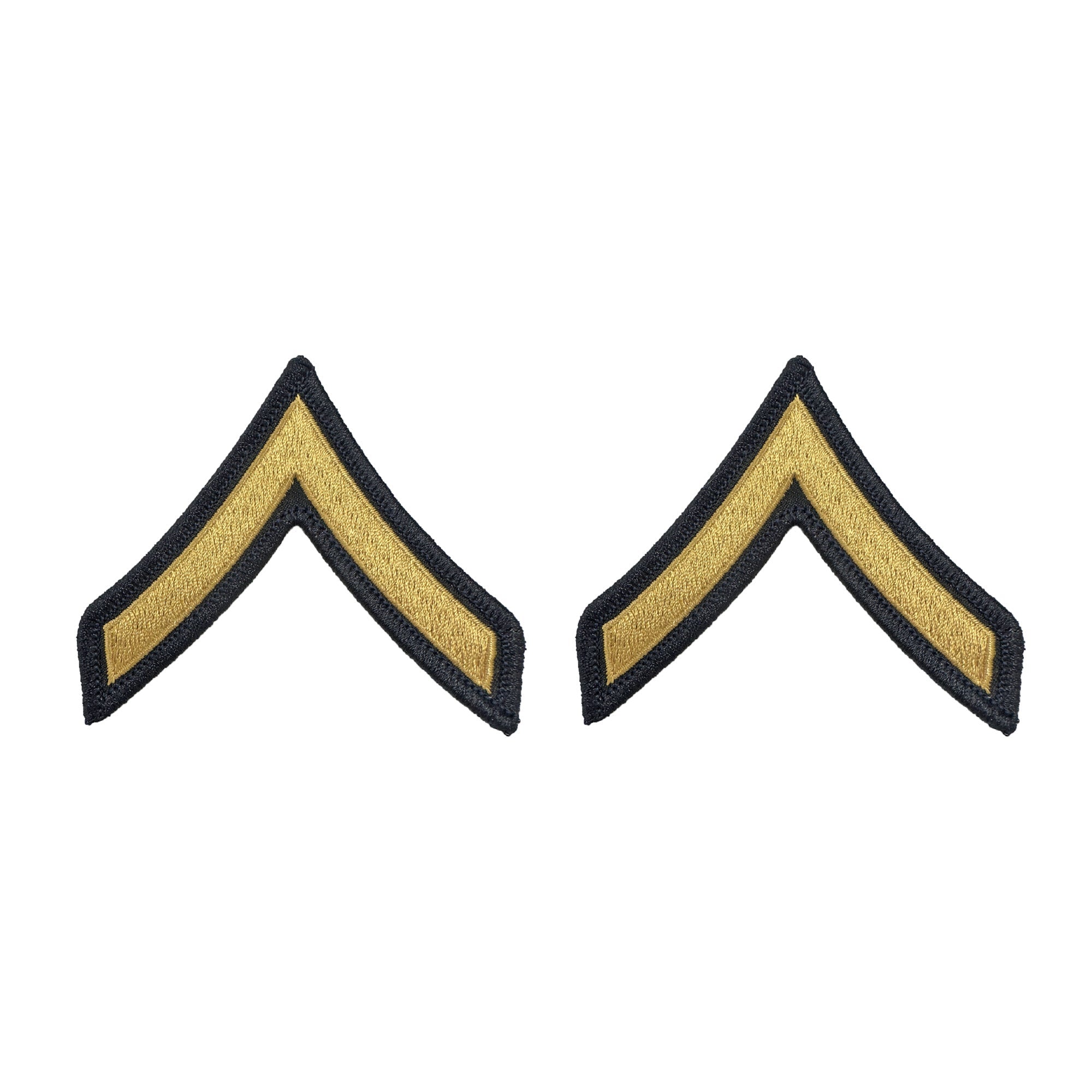 Ejército de EE. UU. E2 Soldado de segunda clase dorado sobre azul para coser - Grande/Masculino