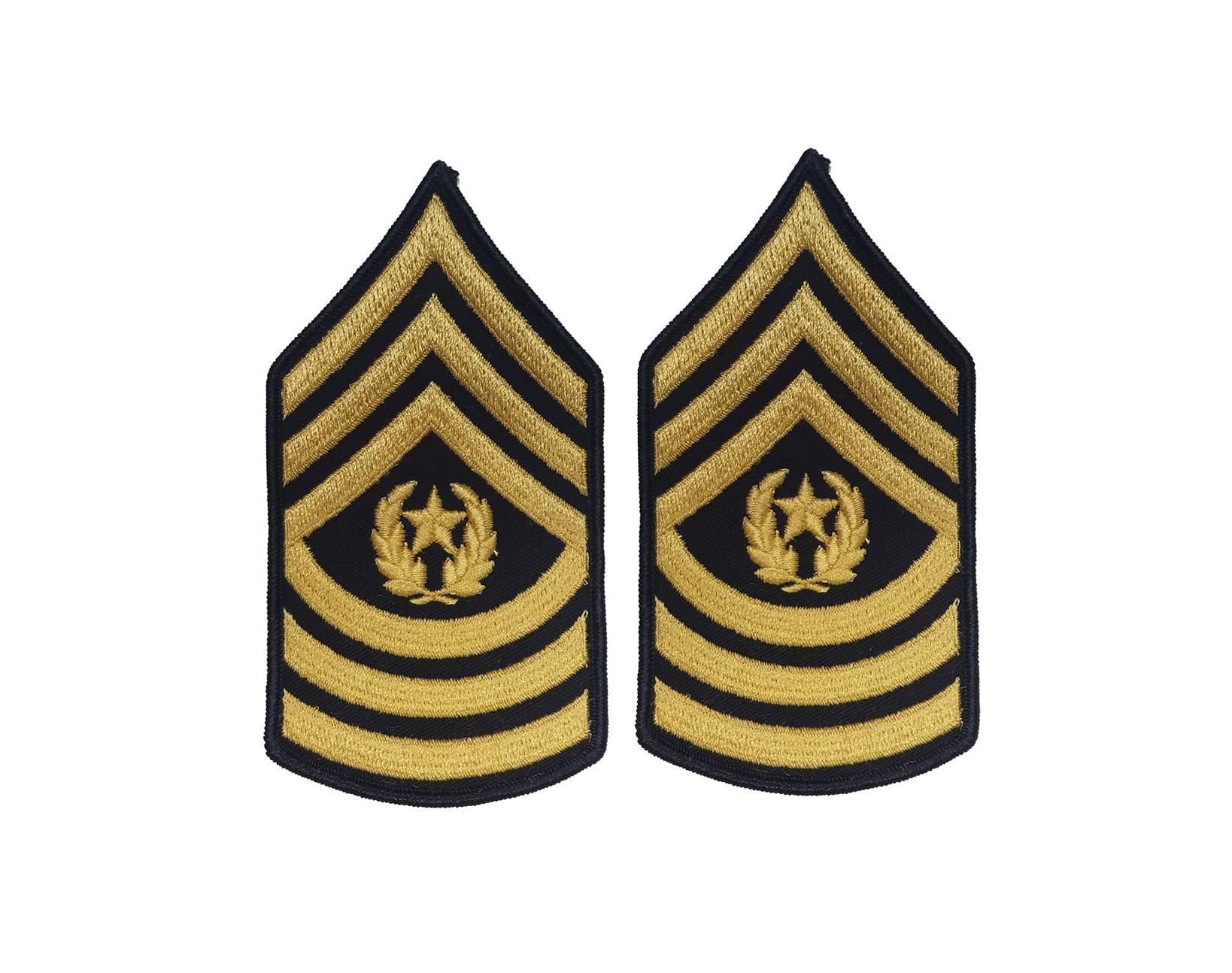 U.S. Army E9 Command Sergeant Major in Gold on Blue Sew-on - Male (Large)
