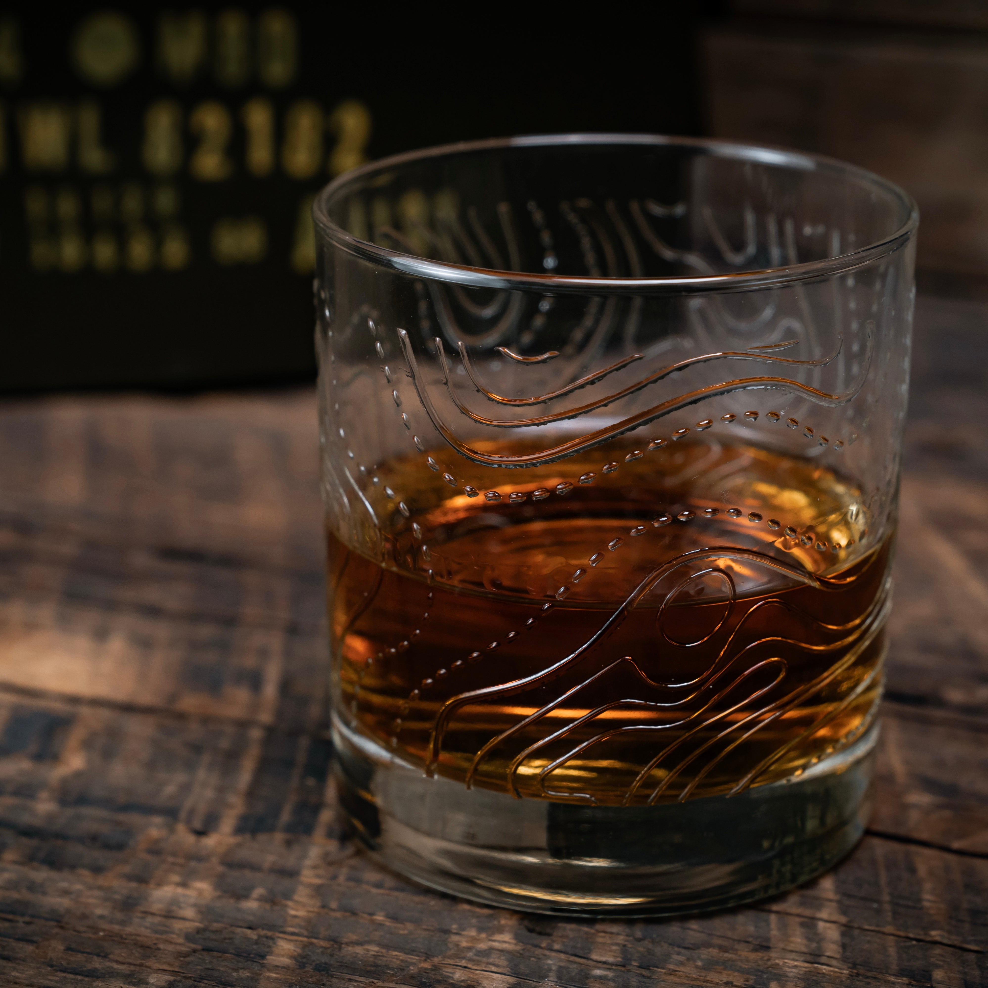 TOPOGRAPHIC MAP FULL-WRAP BOURBON GLASS