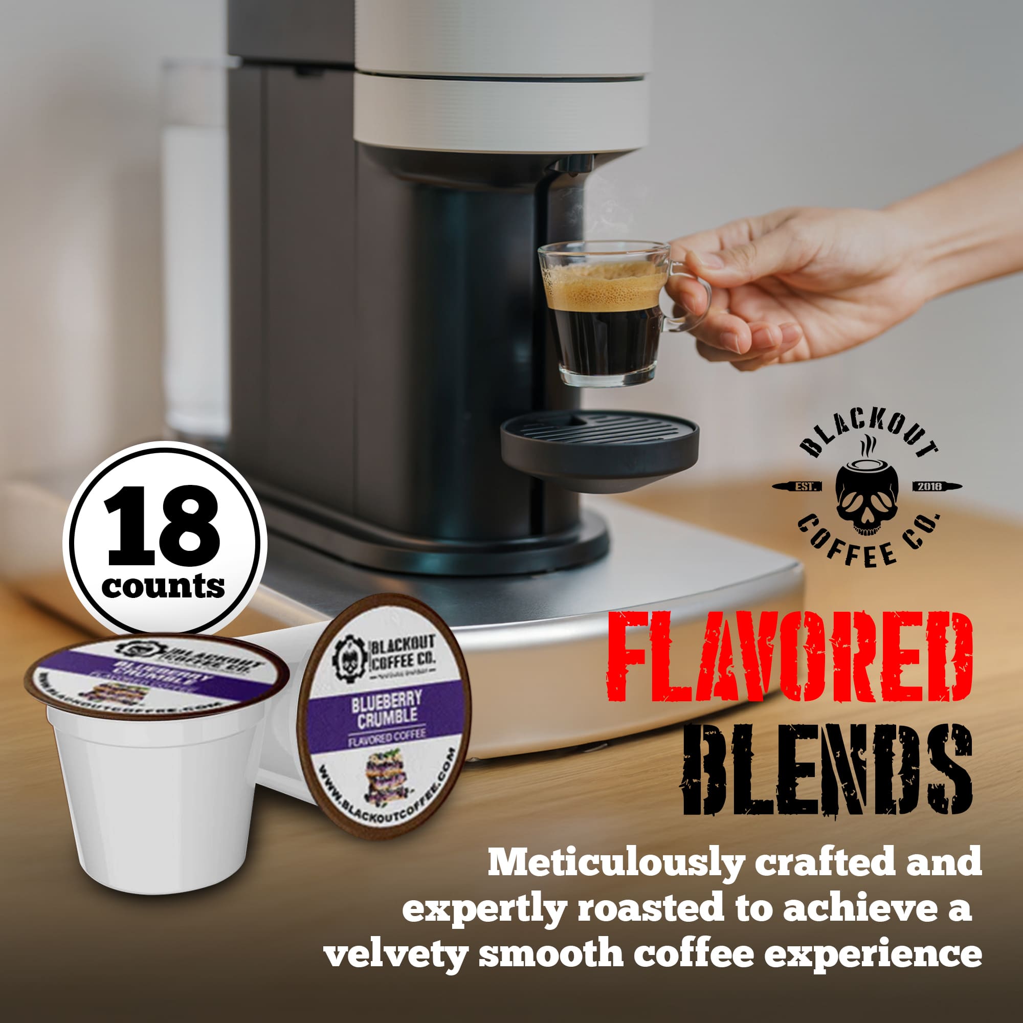 BLUEBERRY CRUMBLE FLAVORED COFFEE PODS 18CT