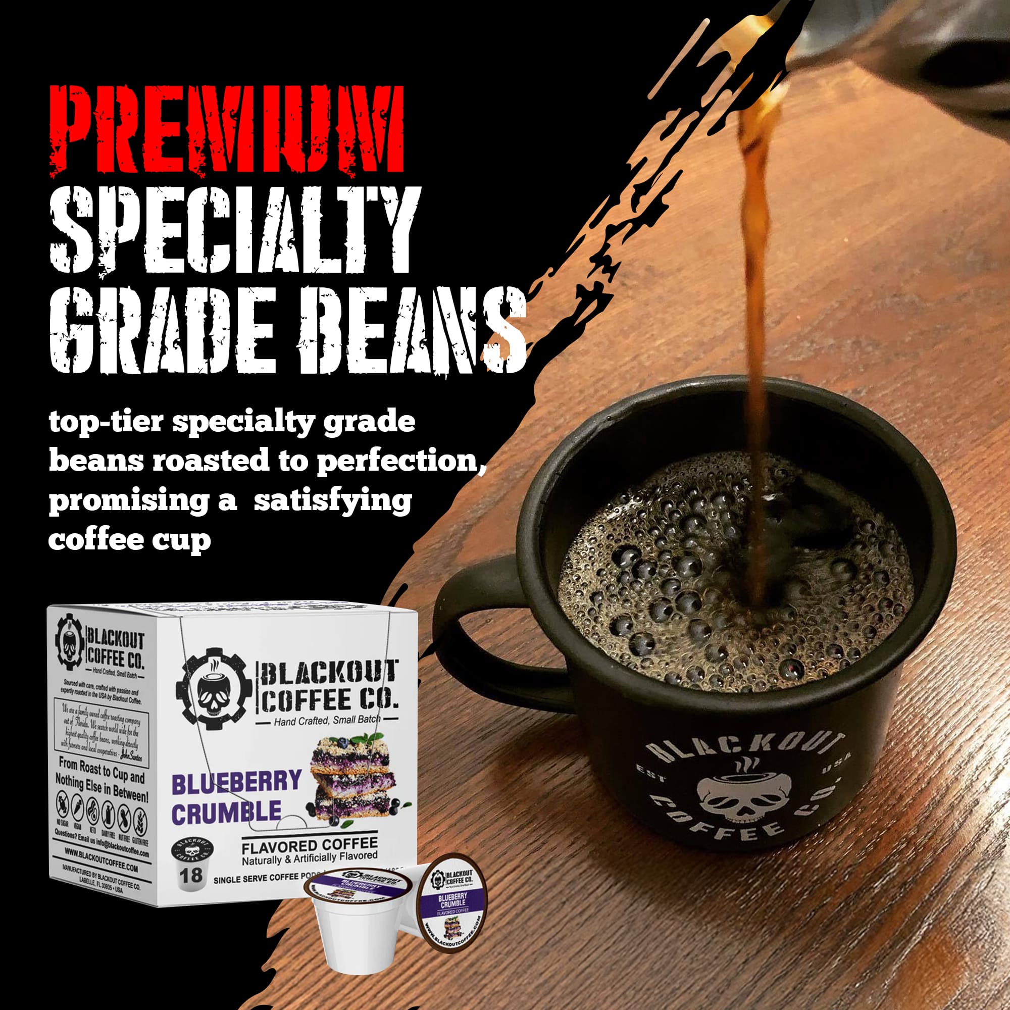 BLUEBERRY CRUMBLE FLAVORED COFFEE PODS 18CT