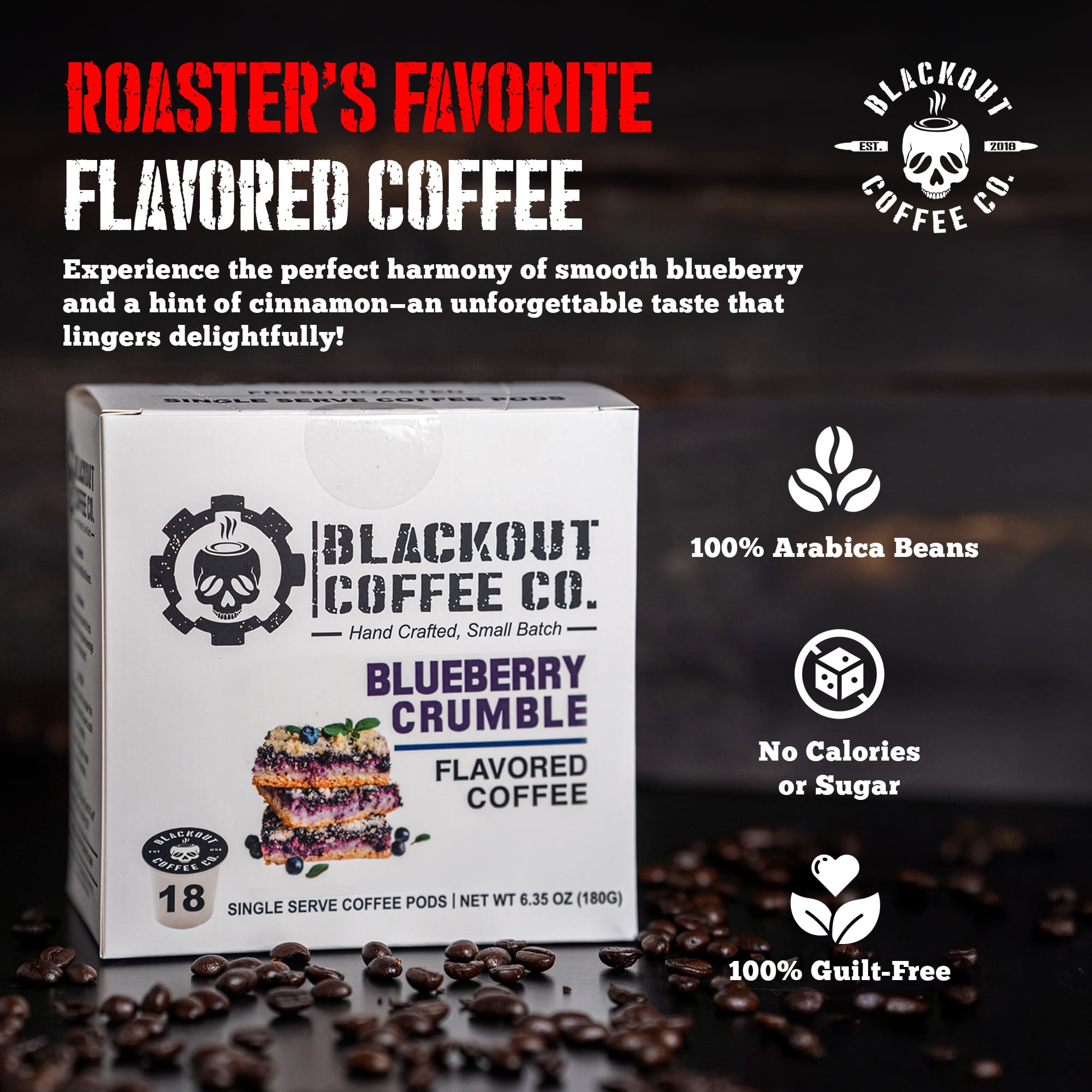 BLUEBERRY CRUMBLE FLAVORED COFFEE PODS 18CT