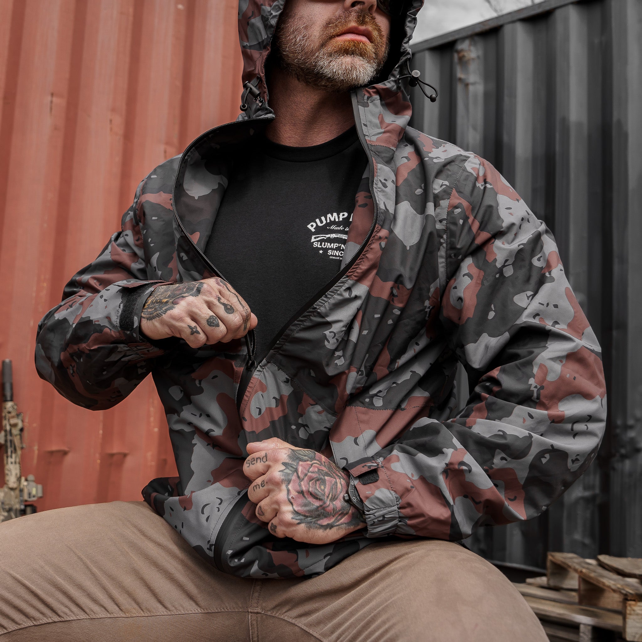 Herren wasserdichte Regenjacke V2 | Durchgehender Reißverschluss
