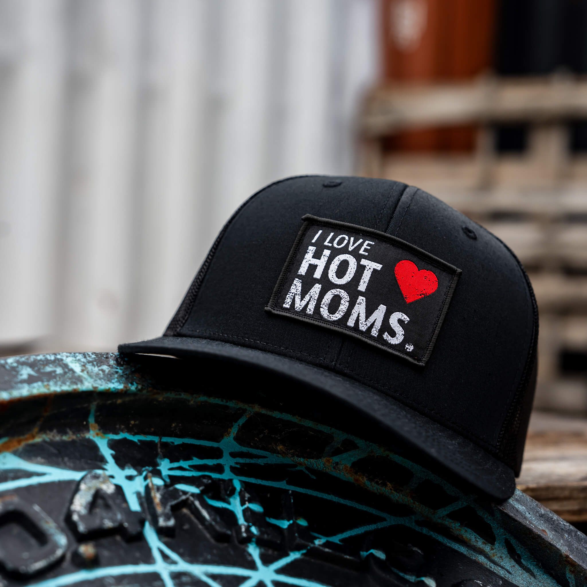 I Love Hot Mom's Patch Snapback Hat