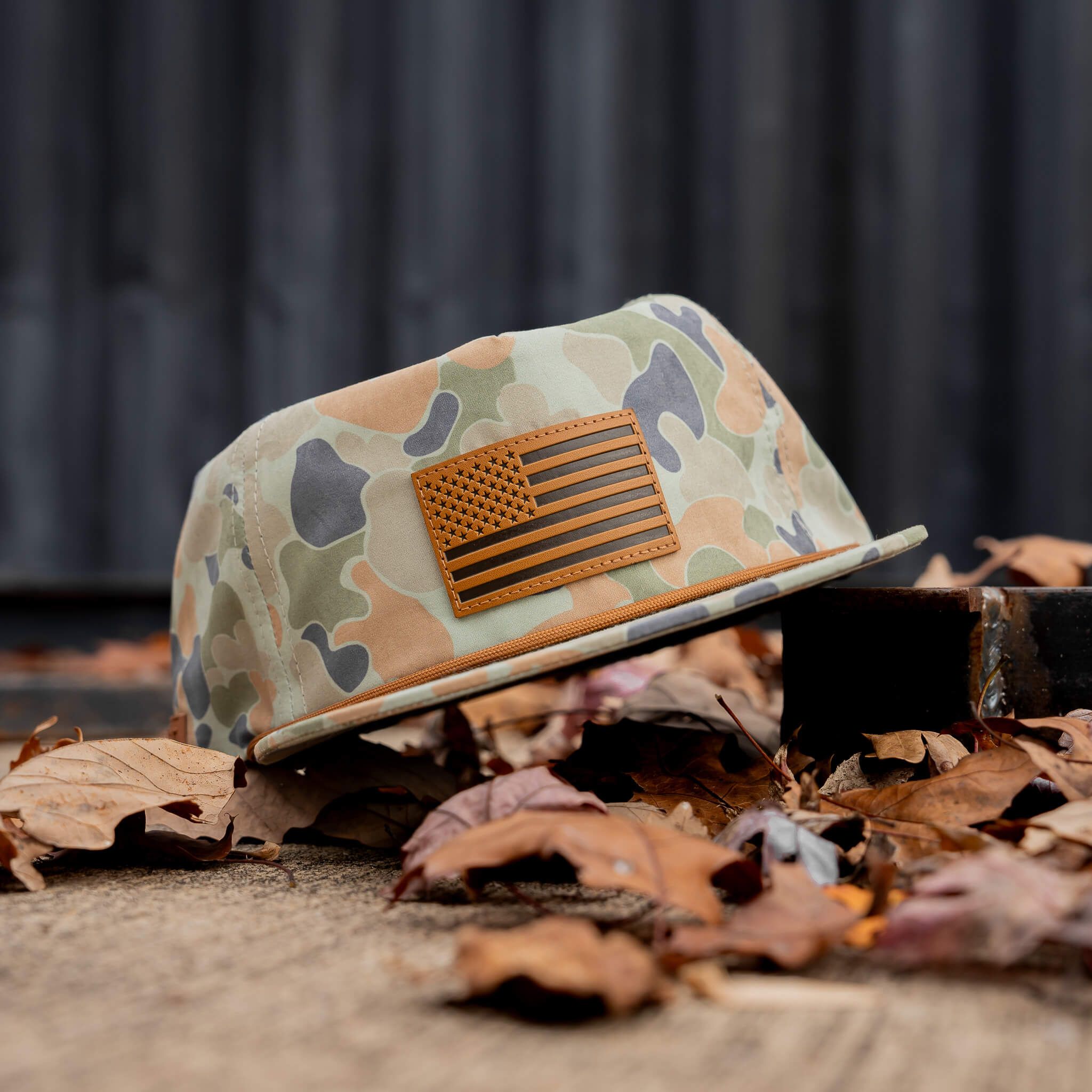 Amerikanische Flagge Leder-Patch Knautschbare Tau-Snapback-Kappe