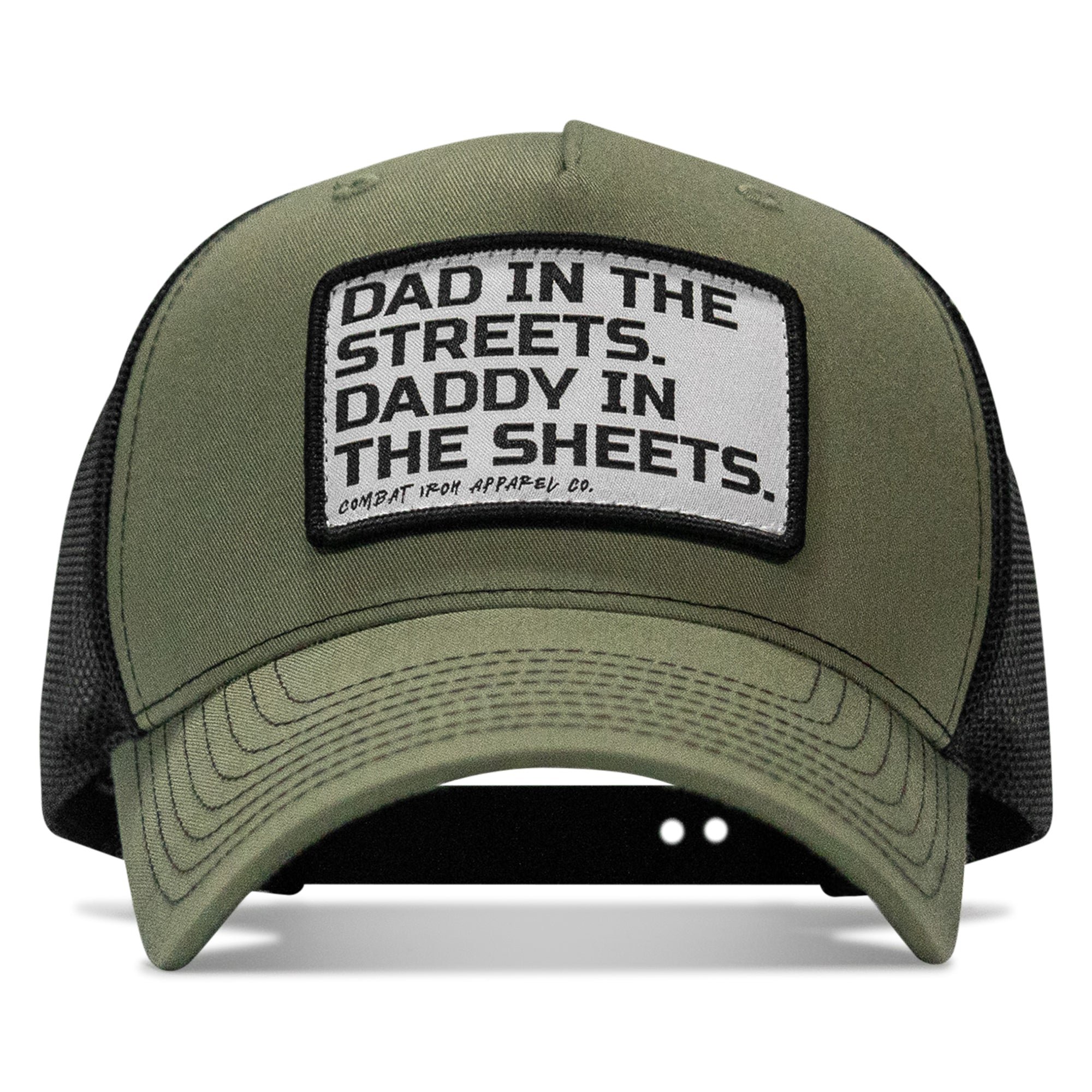 Dad In The Streets. Daddy In The Sheets. White Patch Snapback Hat