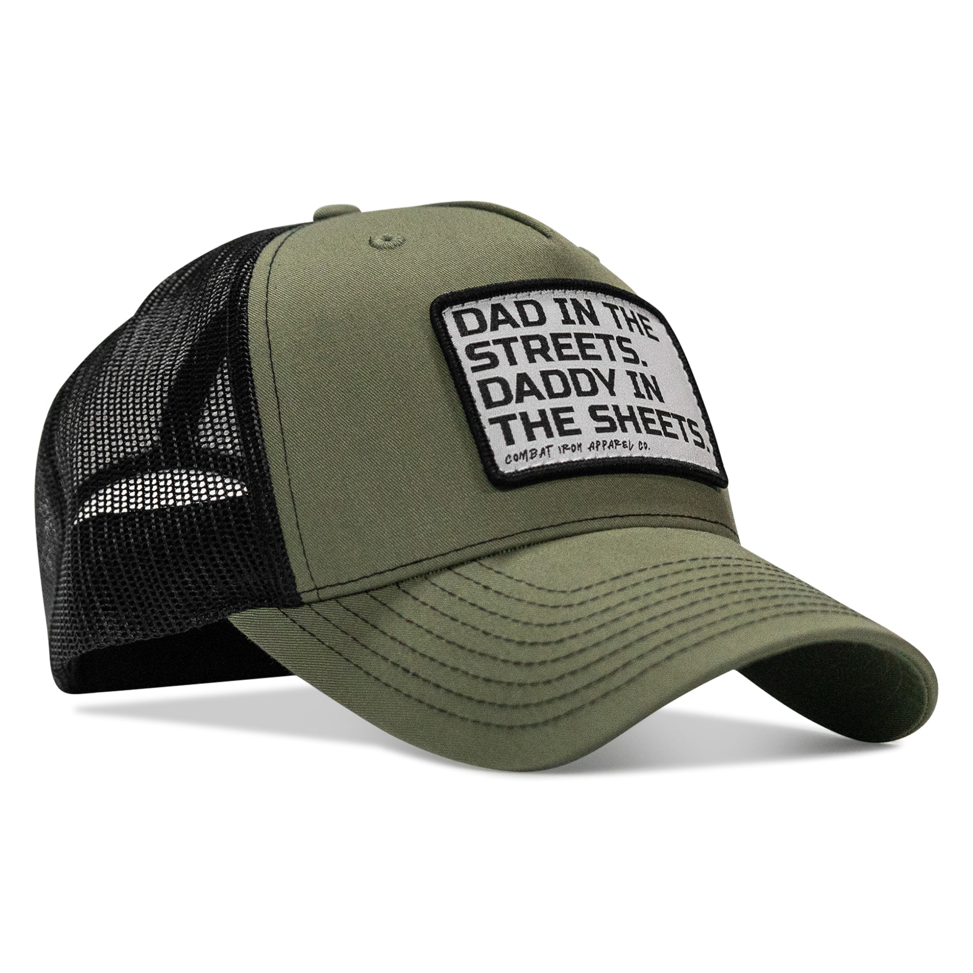 Dad In The Streets. Daddy In The Sheets. White Patch Snapback Hat
