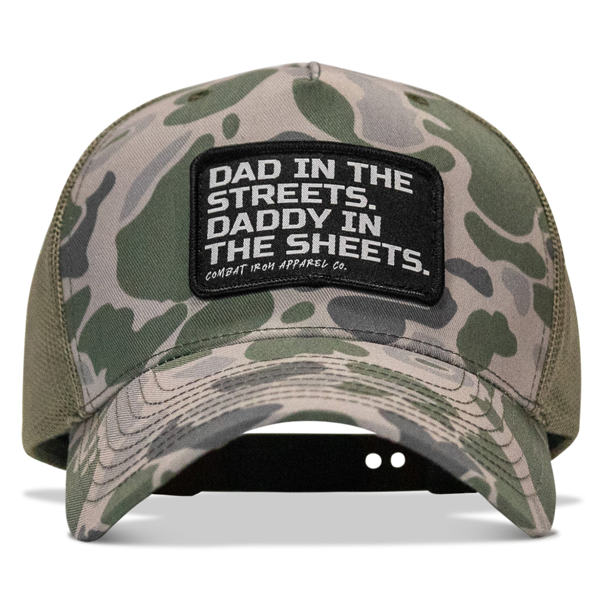 Dad In The Streets. Daddy In The Sheets. Black Patch Snapback Hat