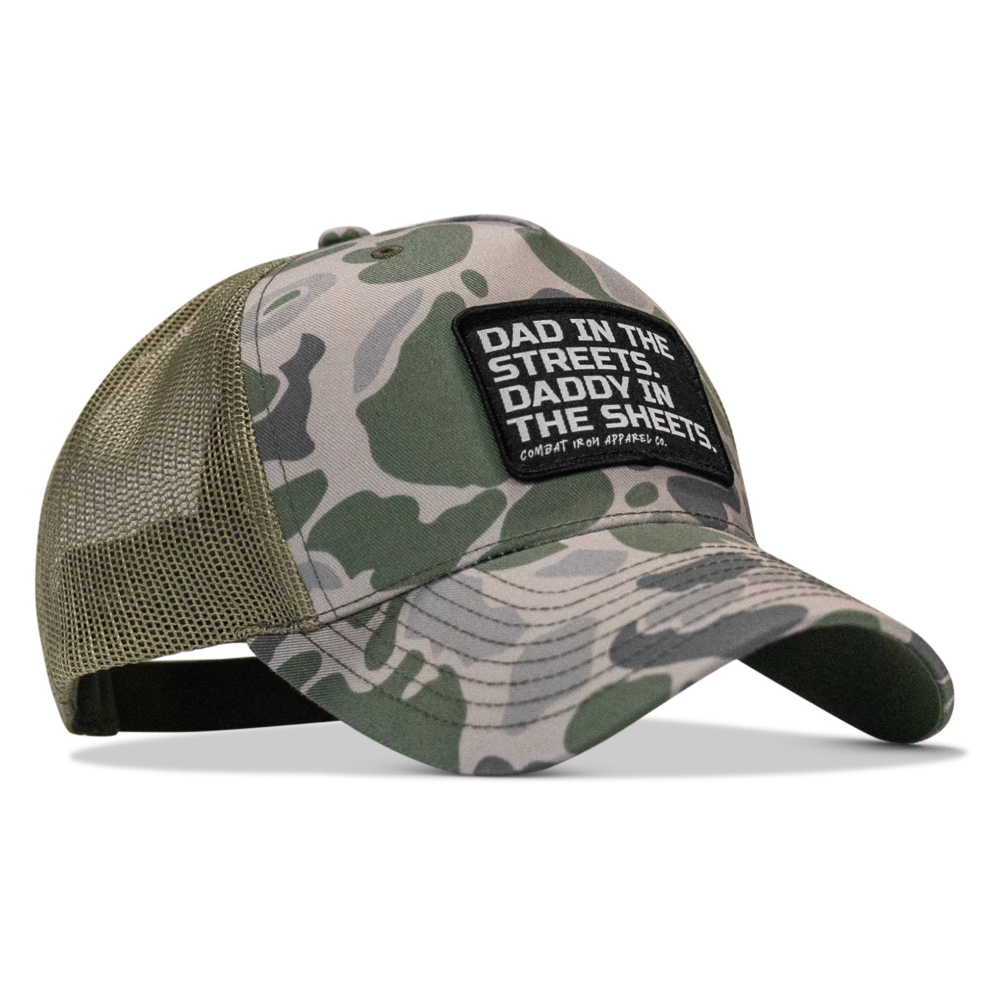 Dad In The Streets. Daddy In The Sheets. Black Patch Snapback Hat