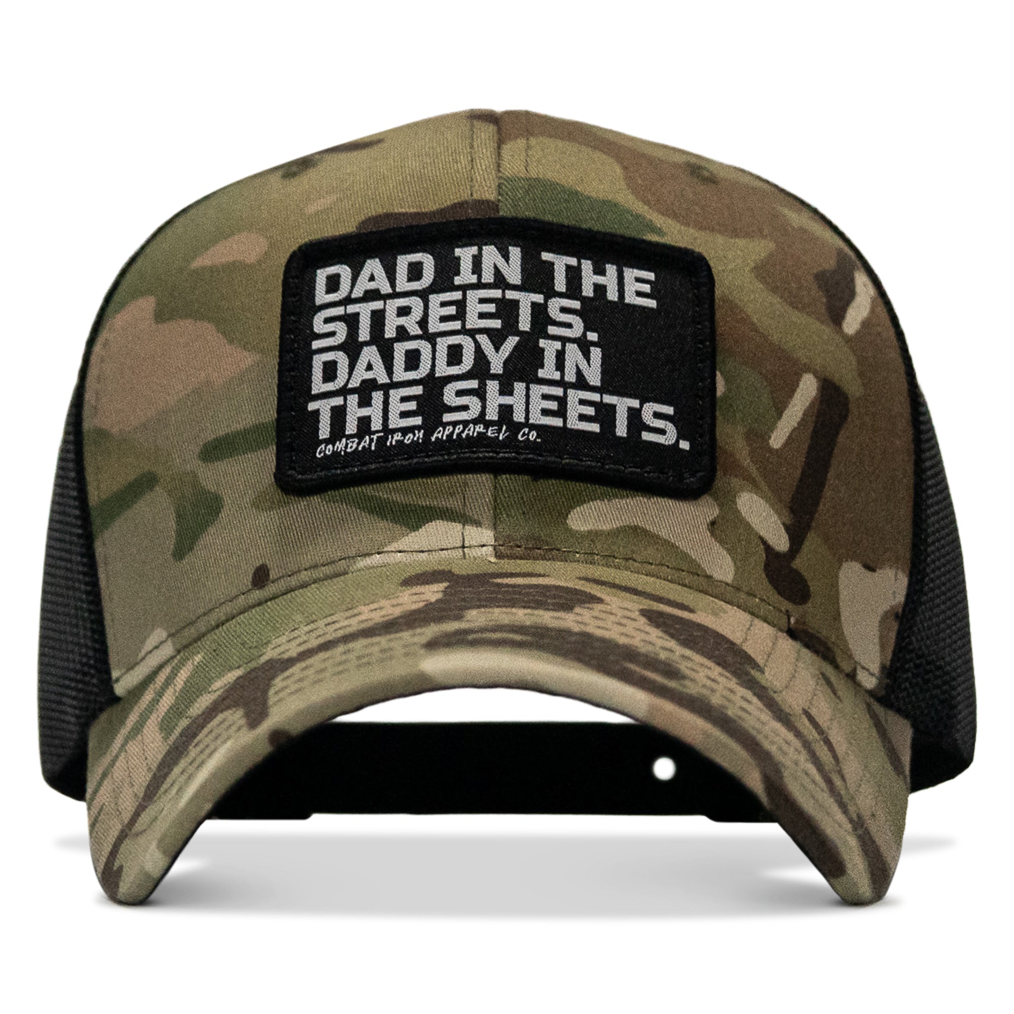 Dad In The Streets. Daddy In The Sheets. Black Patch Snapback Hat
