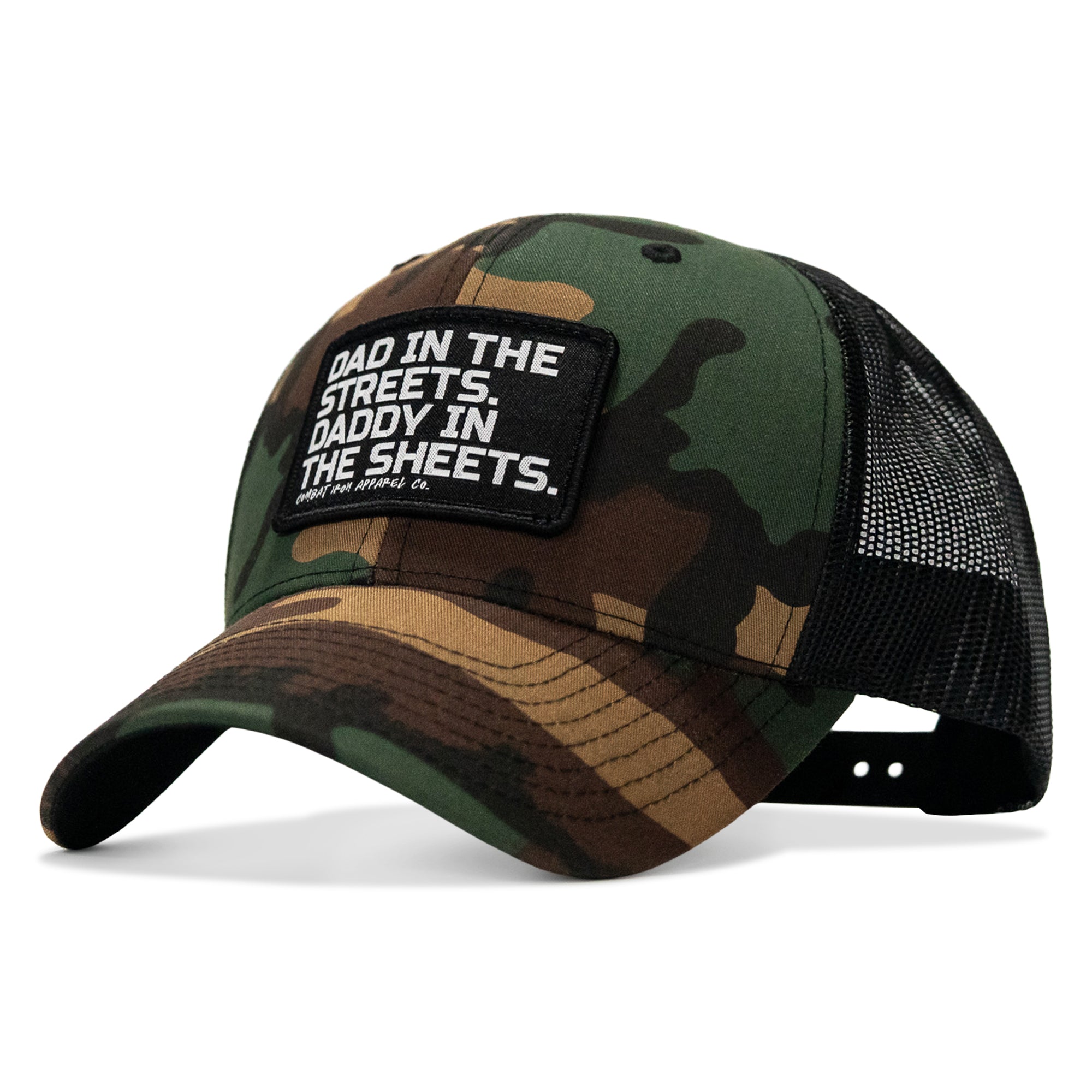 Dad In The Streets. Daddy In The Sheets. Black Patch Snapback Hat