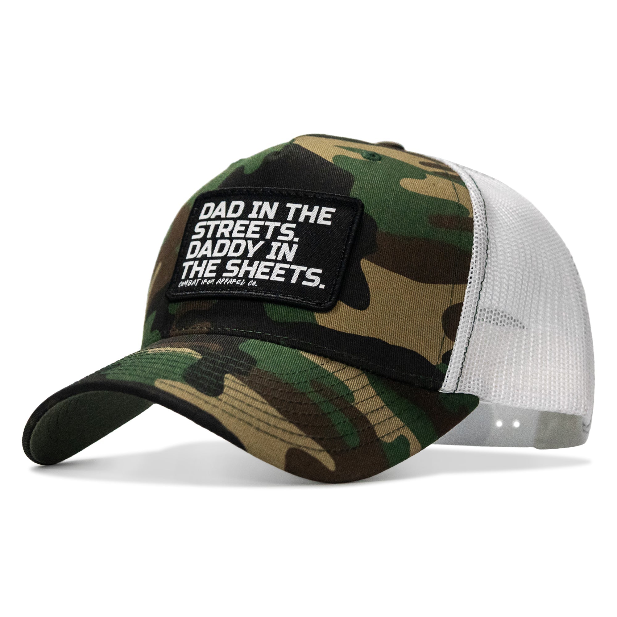 Dad In The Streets. Daddy In The Sheets. Black Patch Snapback Hat