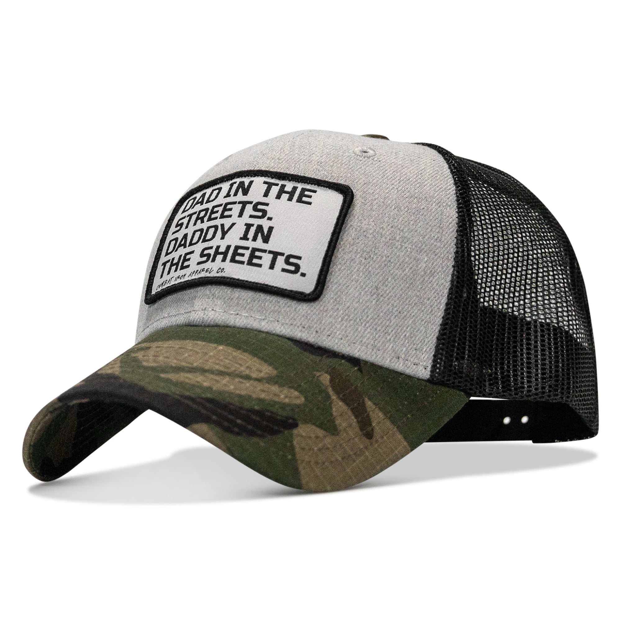 Dad In The Streets. Daddy In The Sheets. White Patch Snapback Hat