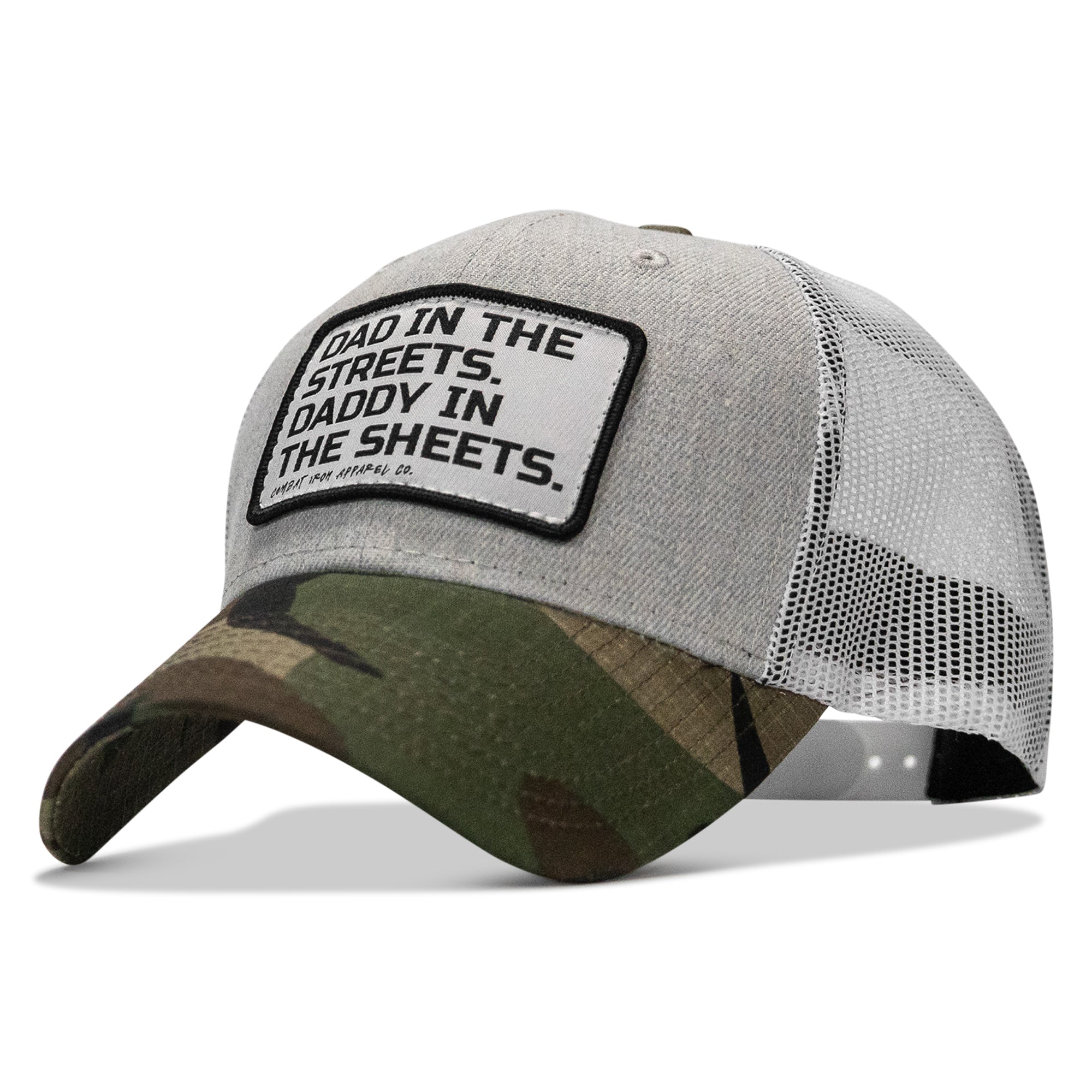 Dad In The Streets. Daddy In The Sheets. White Patch Snapback Hat
