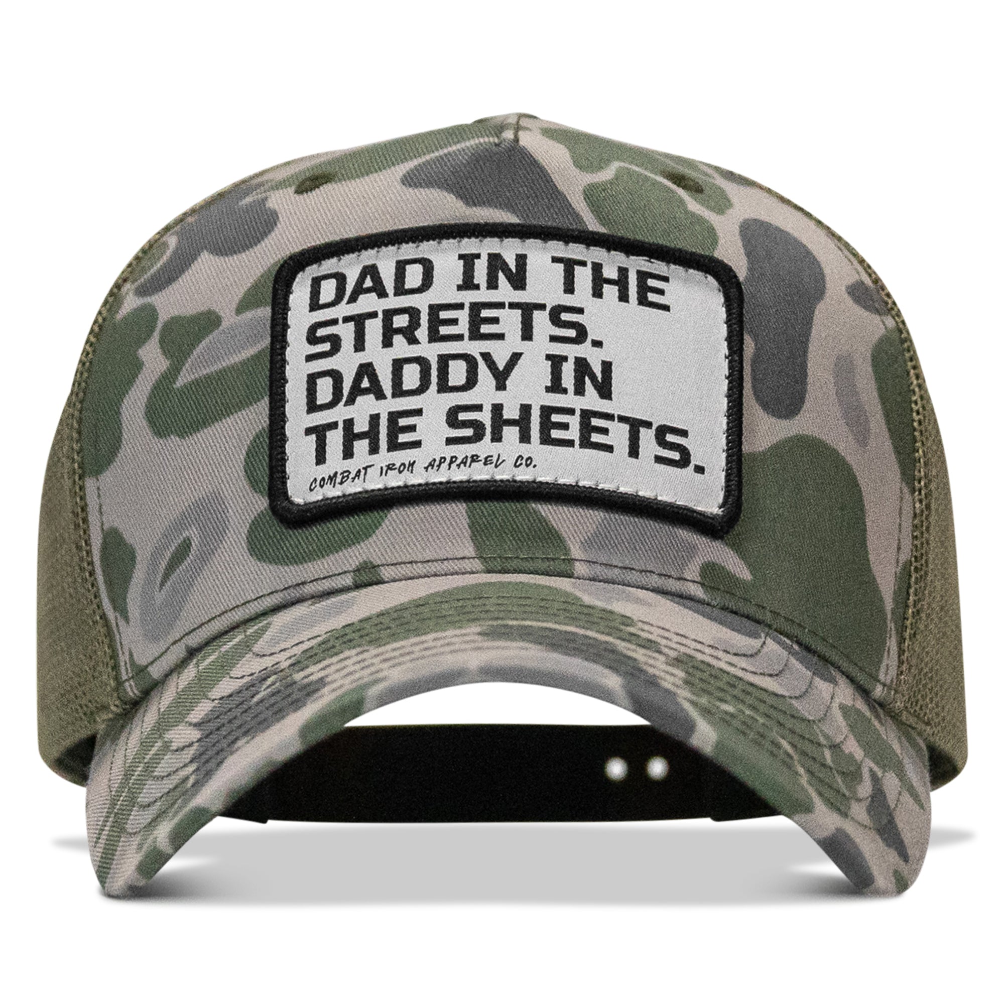 Dad In The Streets. Daddy In The Sheets. White Patch Snapback Hat