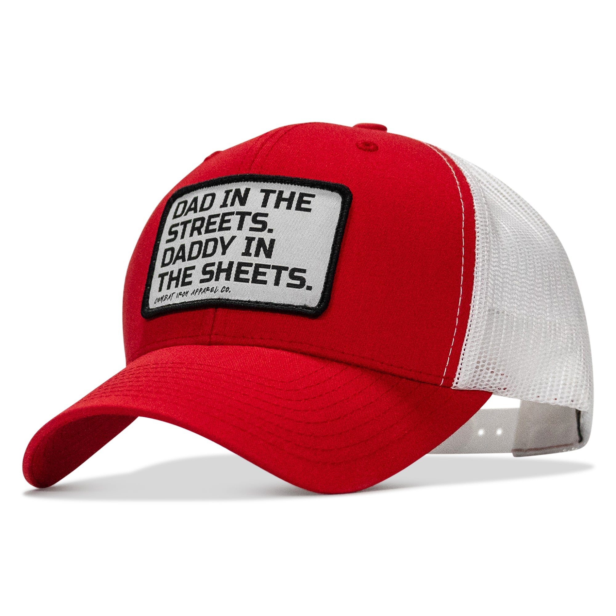 Dad In The Streets. Daddy In The Sheets. White Patch Snapback Hat