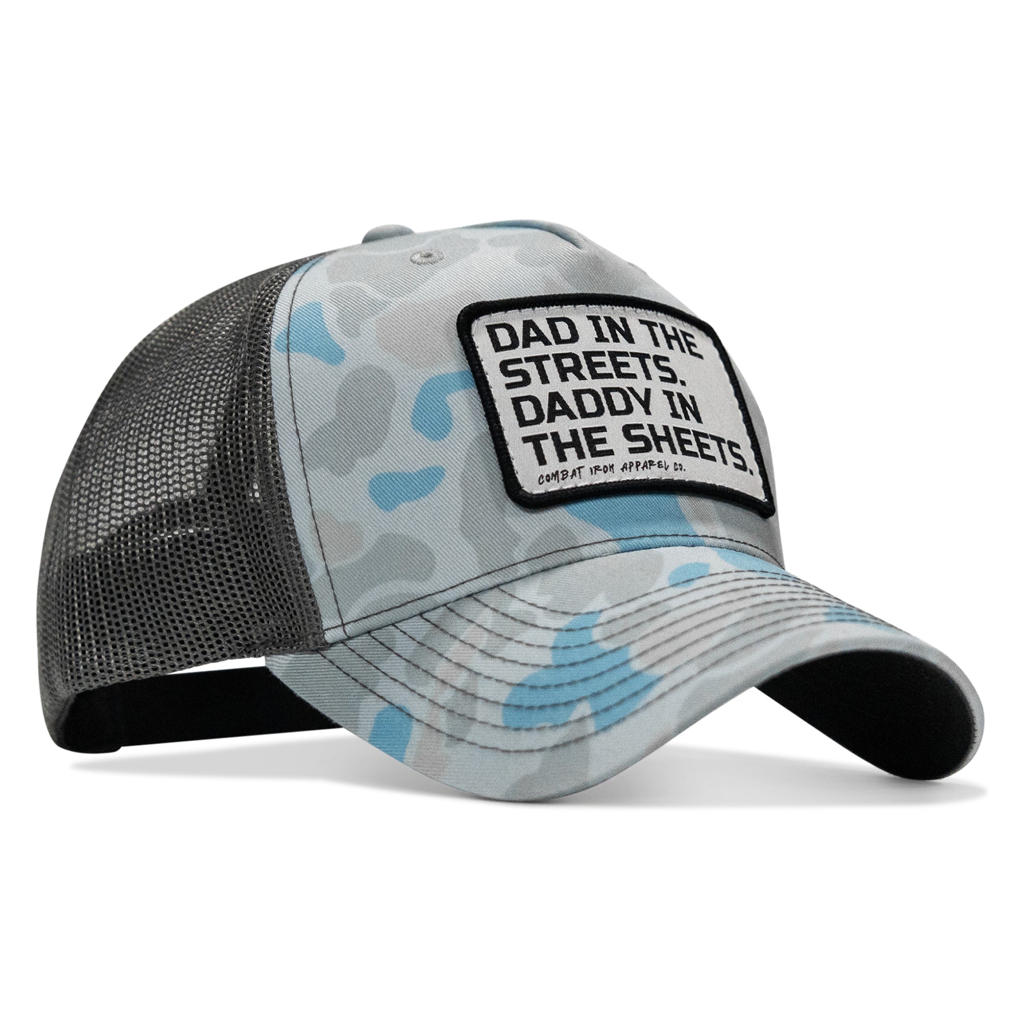 Dad In The Streets. Daddy In The Sheets. White Patch Snapback Hat