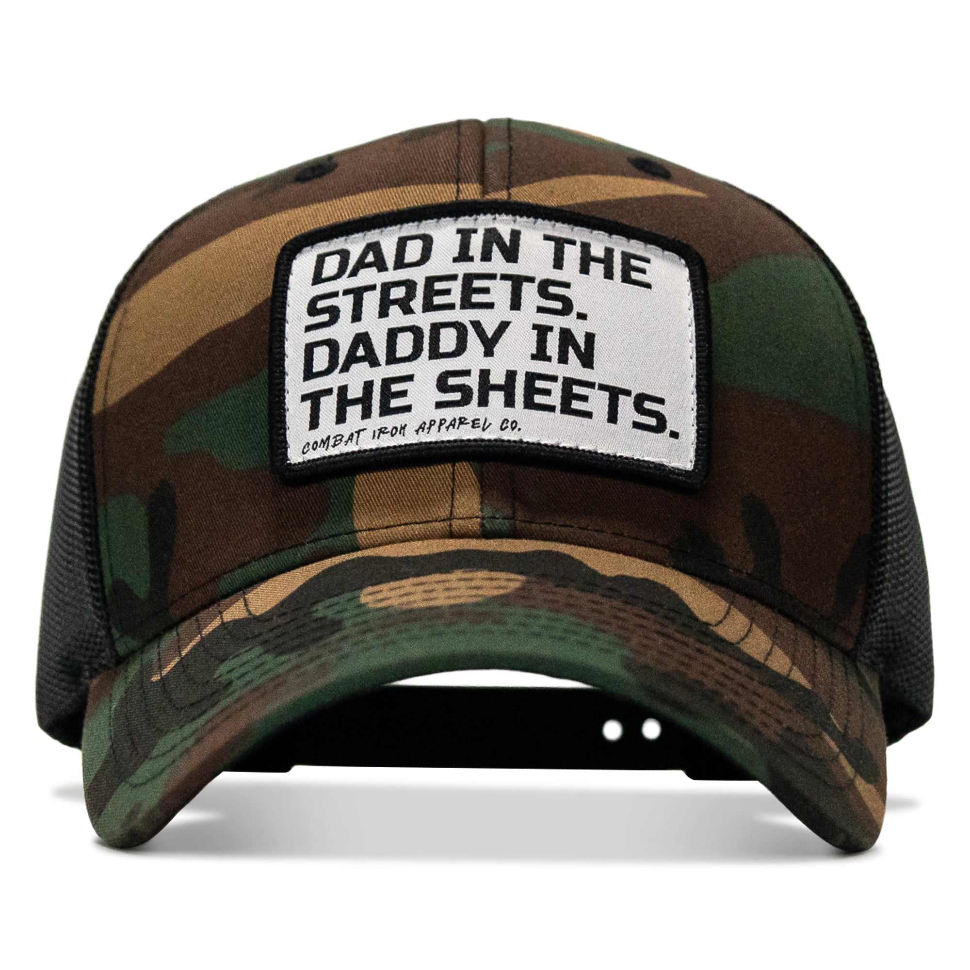 Dad In The Streets. Daddy In The Sheets. White Patch Snapback Hat