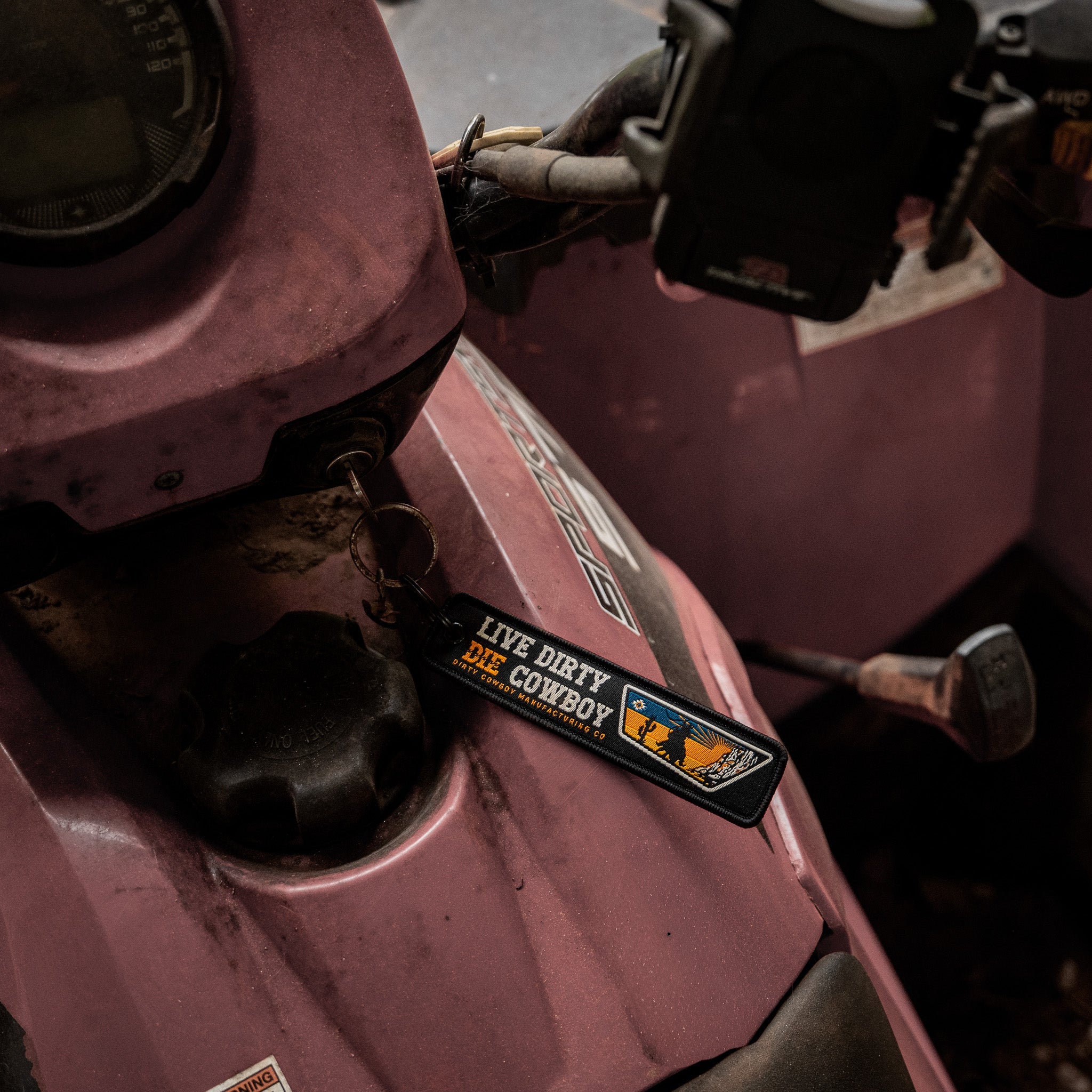 Live Dirty. Die Cowboy. Flight Keychain