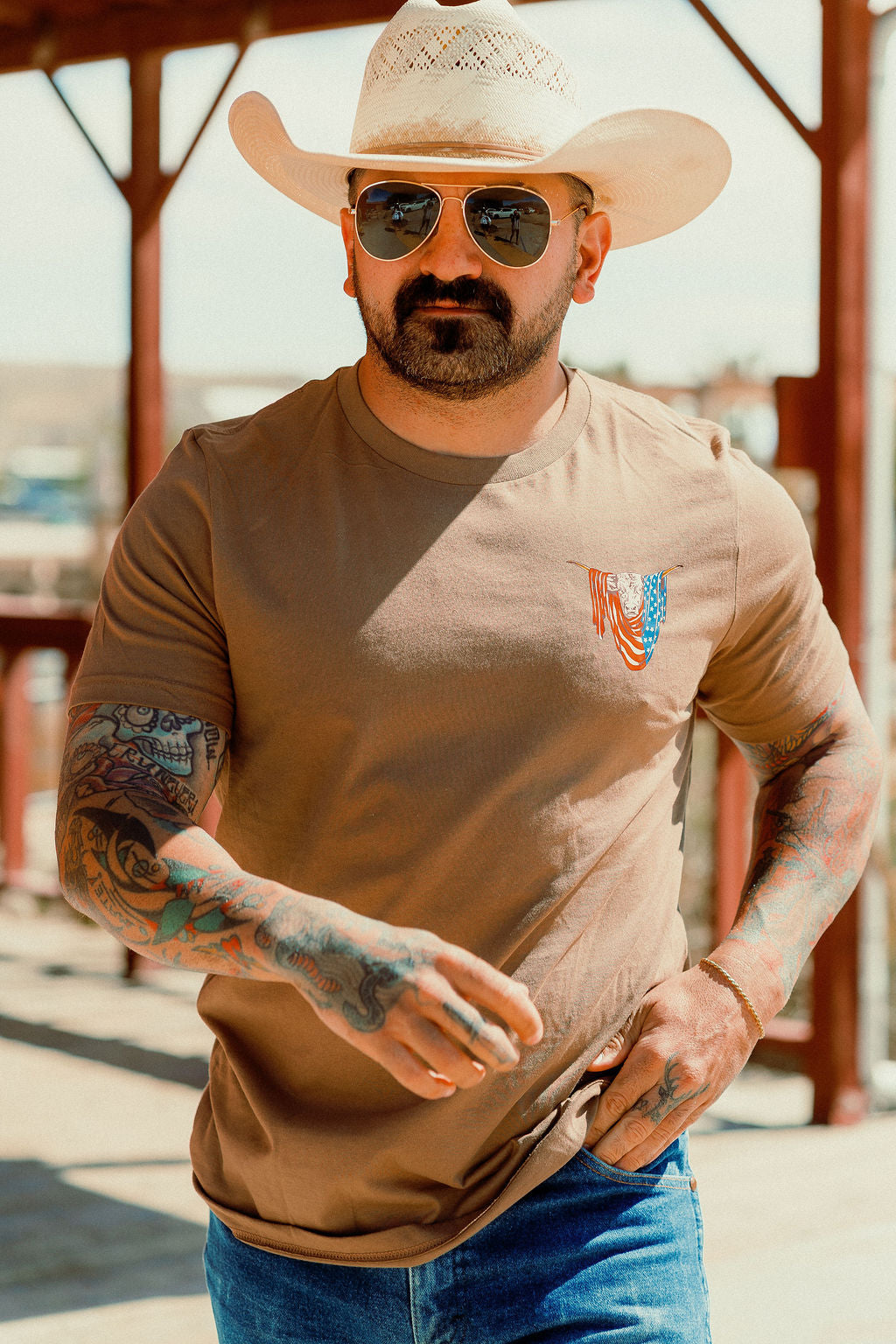 American Longhorn T-Shirt - Brown | The Brave Ones