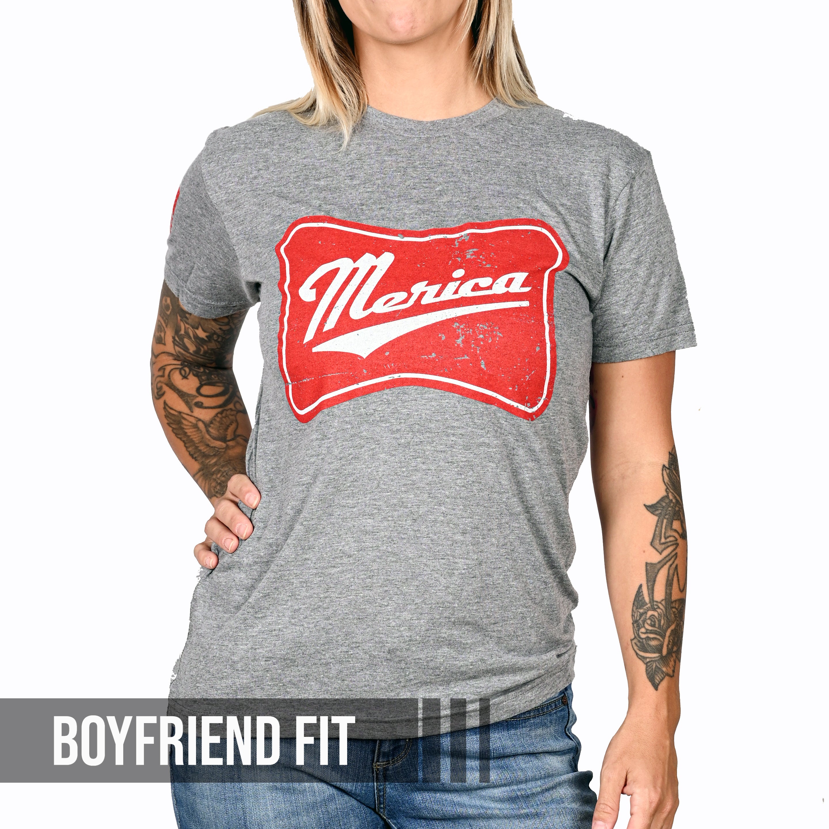Camiseta patriótica americana de corte boyfriend para mujer