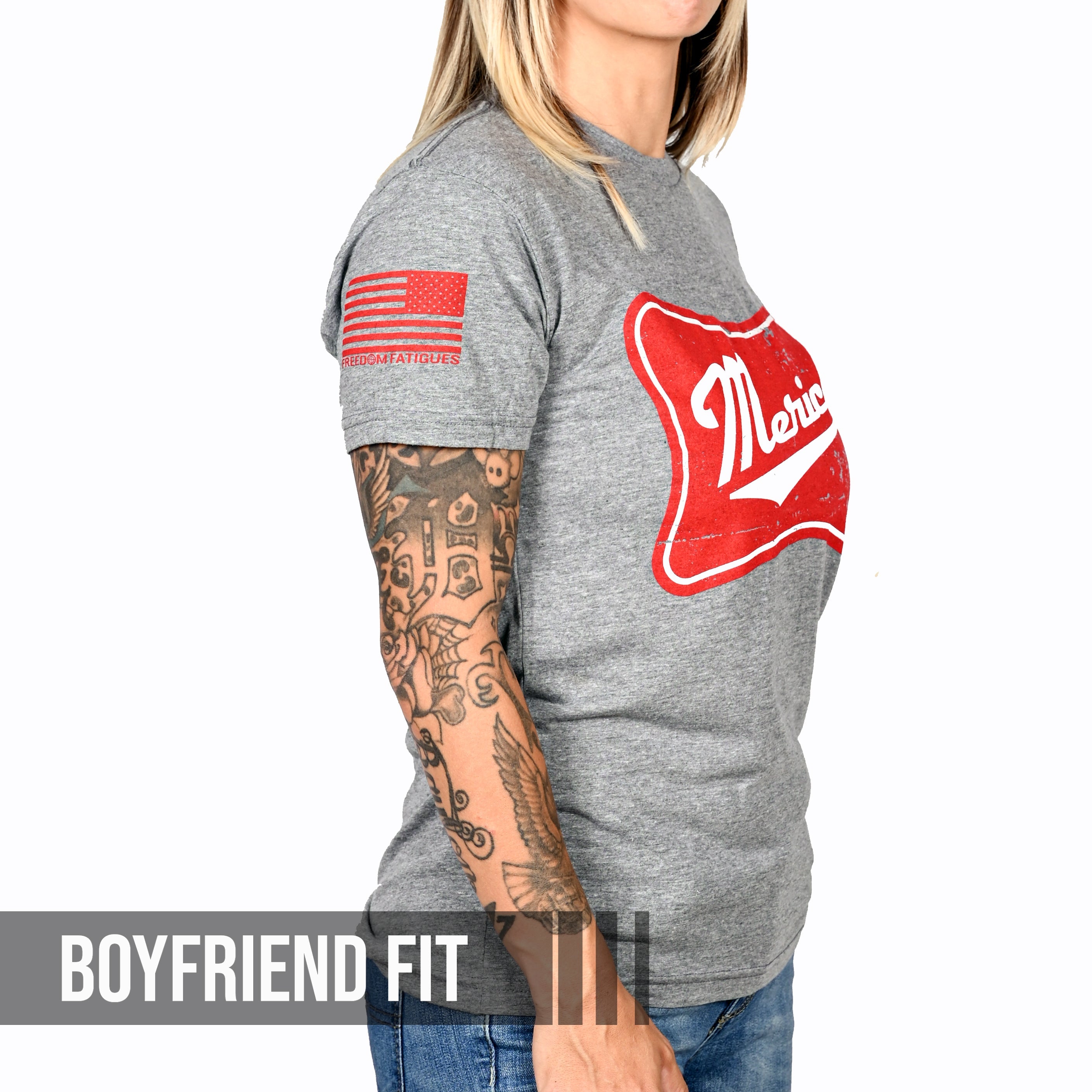 Camiseta patriótica americana de corte boyfriend para mujer