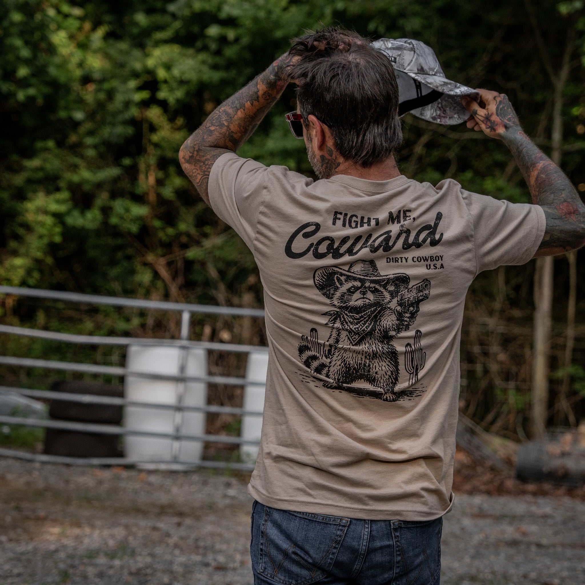 Fight Me Coward Racoon Men's T-Shirt