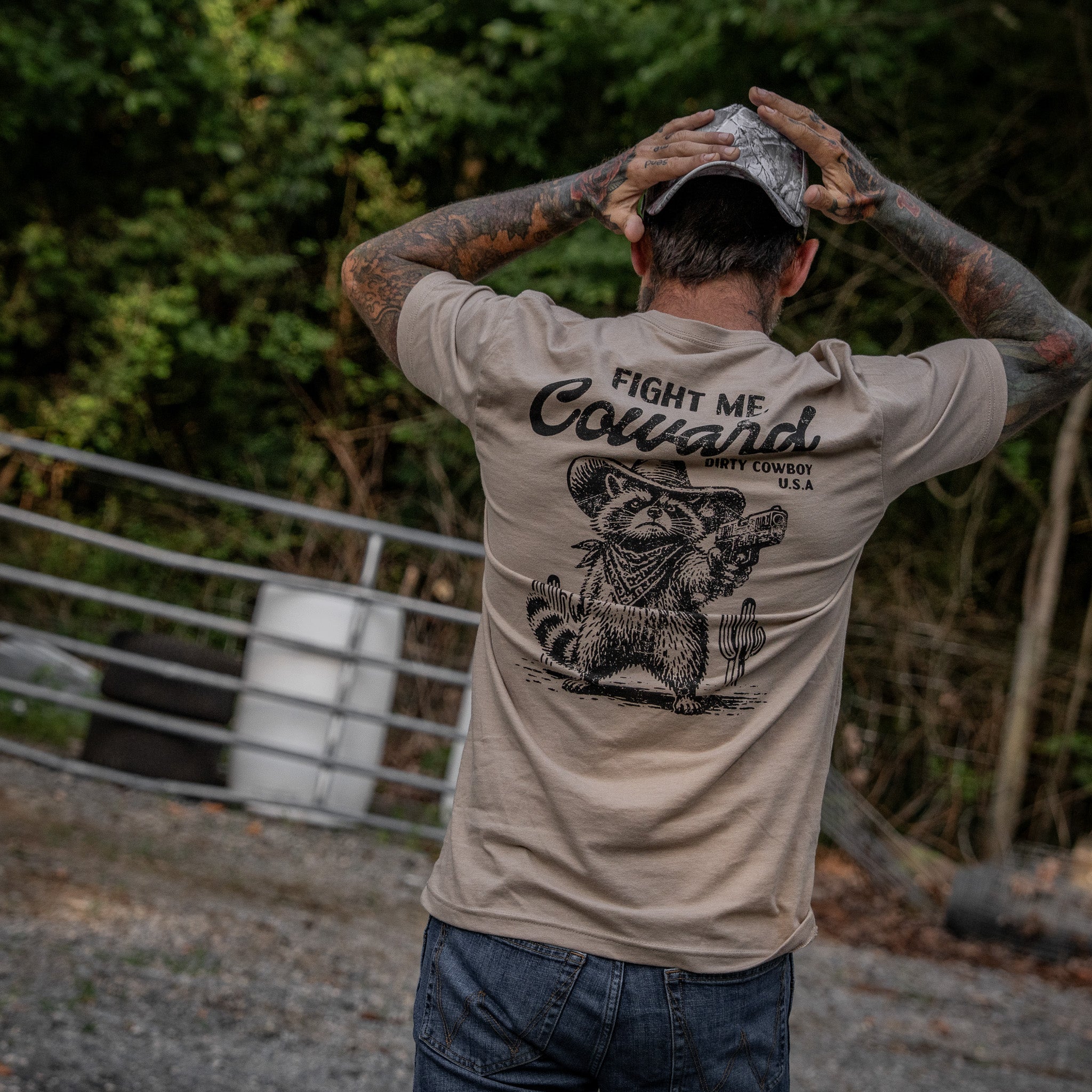 Fight Me Coward Racoon Men's T-Shirt