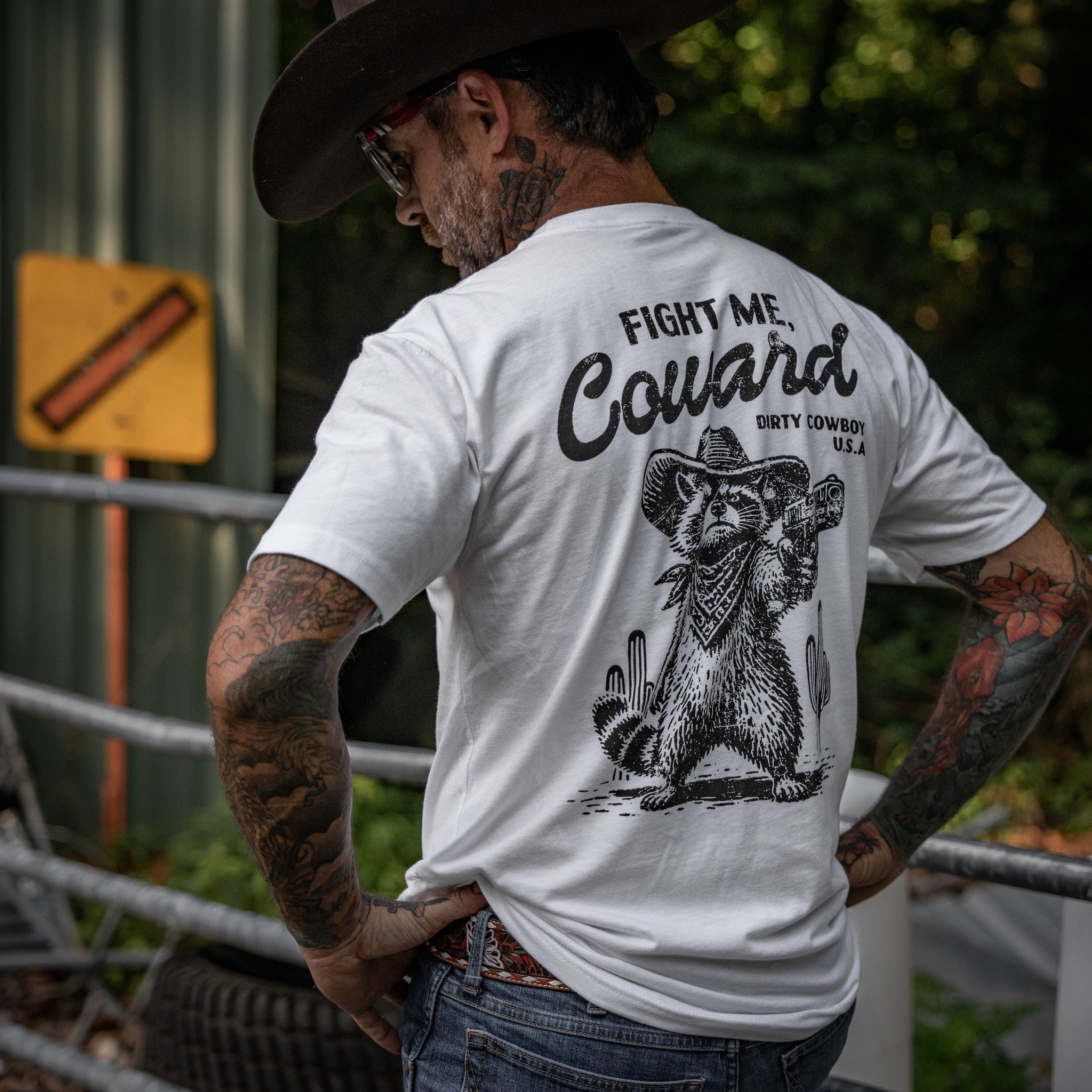 Fight Me Coward Racoon Men's T-Shirt