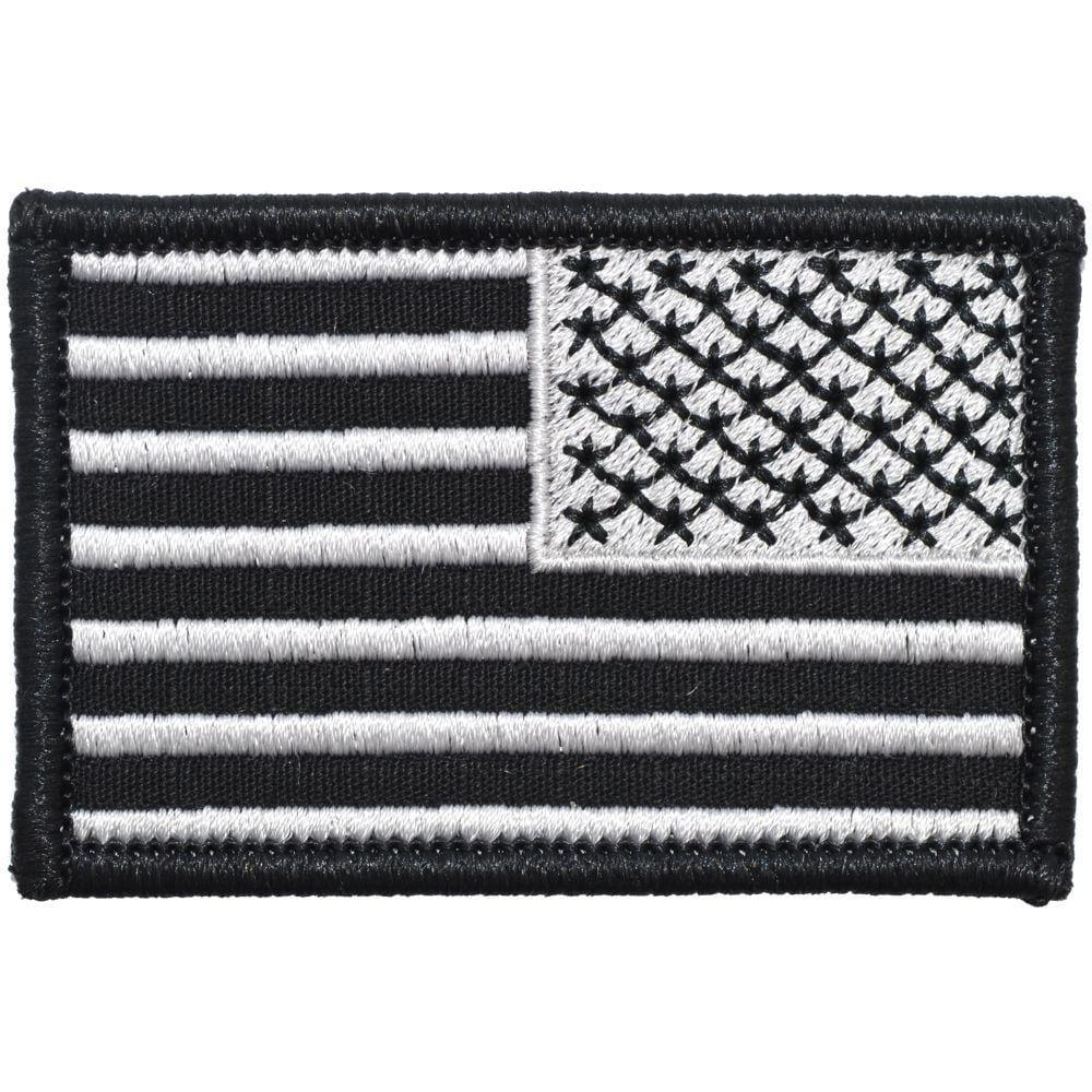 US FLAG 2 X 3 BLACK W/ SILVER TACTICAL PATCH