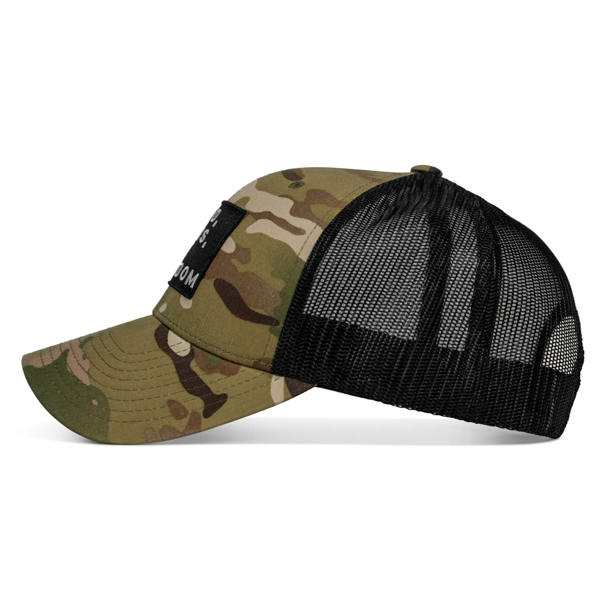 God, Guns, And Freedom Patch Mid-Profile Mesh Snapback Hat