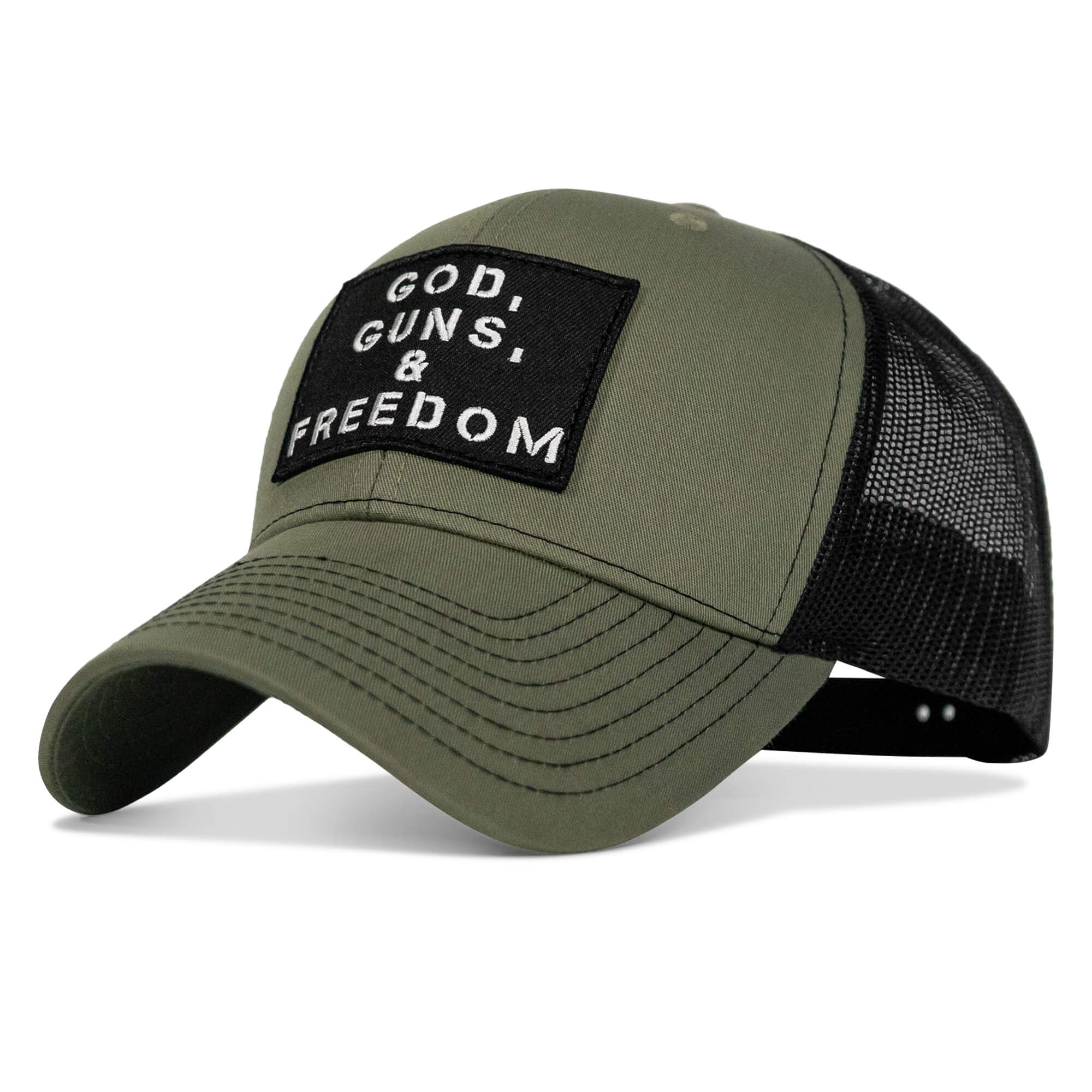 God, Guns, And Freedom Patch Mid-Profile Mesh Snapback Hat
