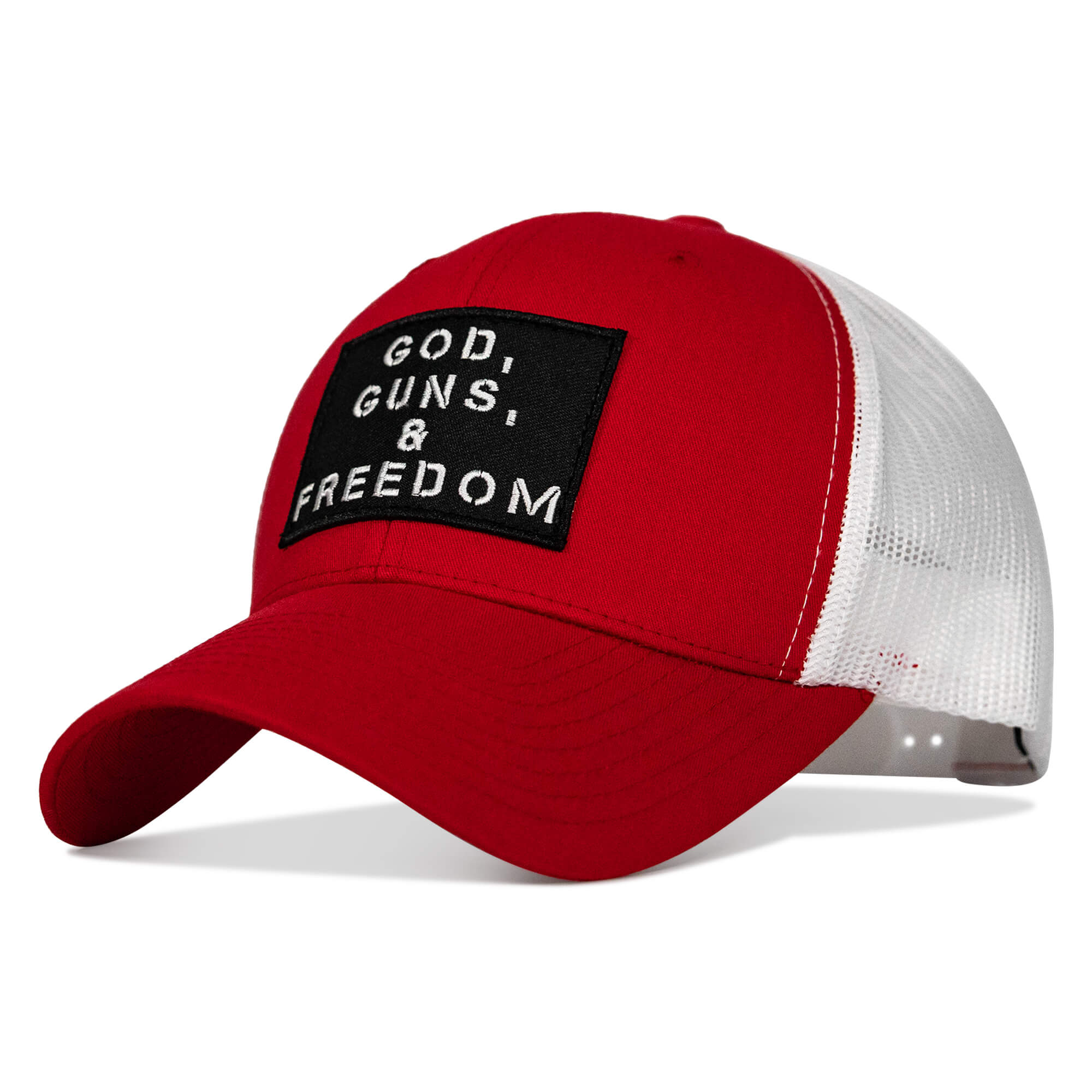 God, Guns, And Freedom Patch Mid-Profile Mesh Snapback Hat