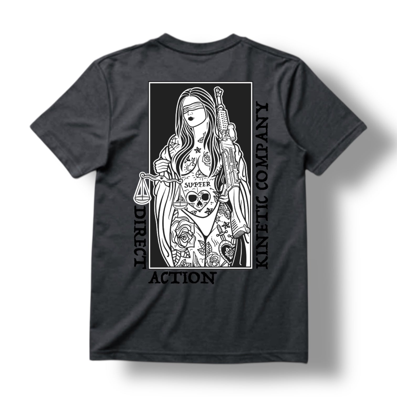 "BLIND JUSTICE" TEE (HEATHER CHARCOAL)