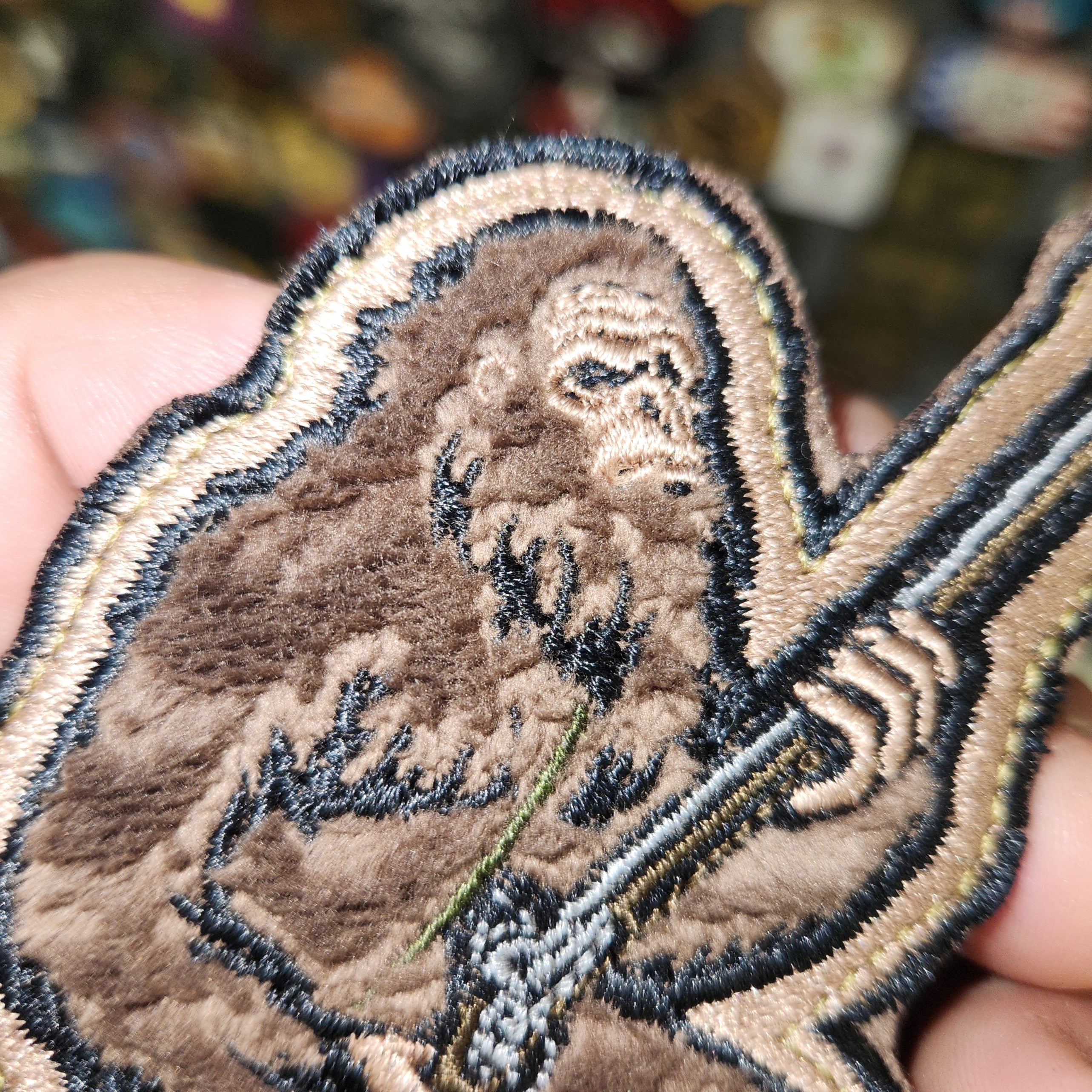 Fuzzy Flint Lock Rifle Colonial Squatch Embroidered Patch - 4 inch - Made in the USA Big Foot