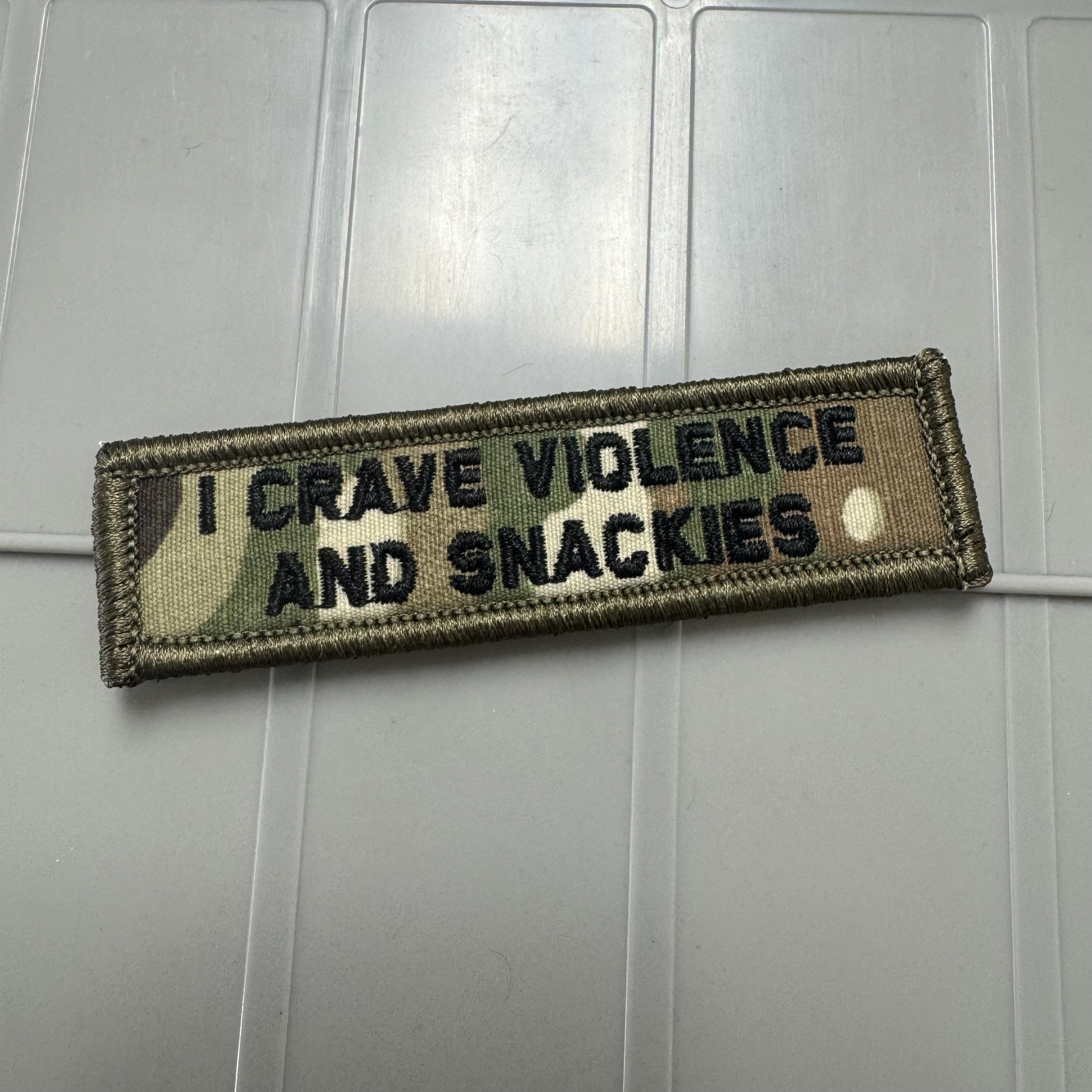 As Seen on Socials - I Crave Violence and Snackies - 1x3.75 Patch - Multiple Variants