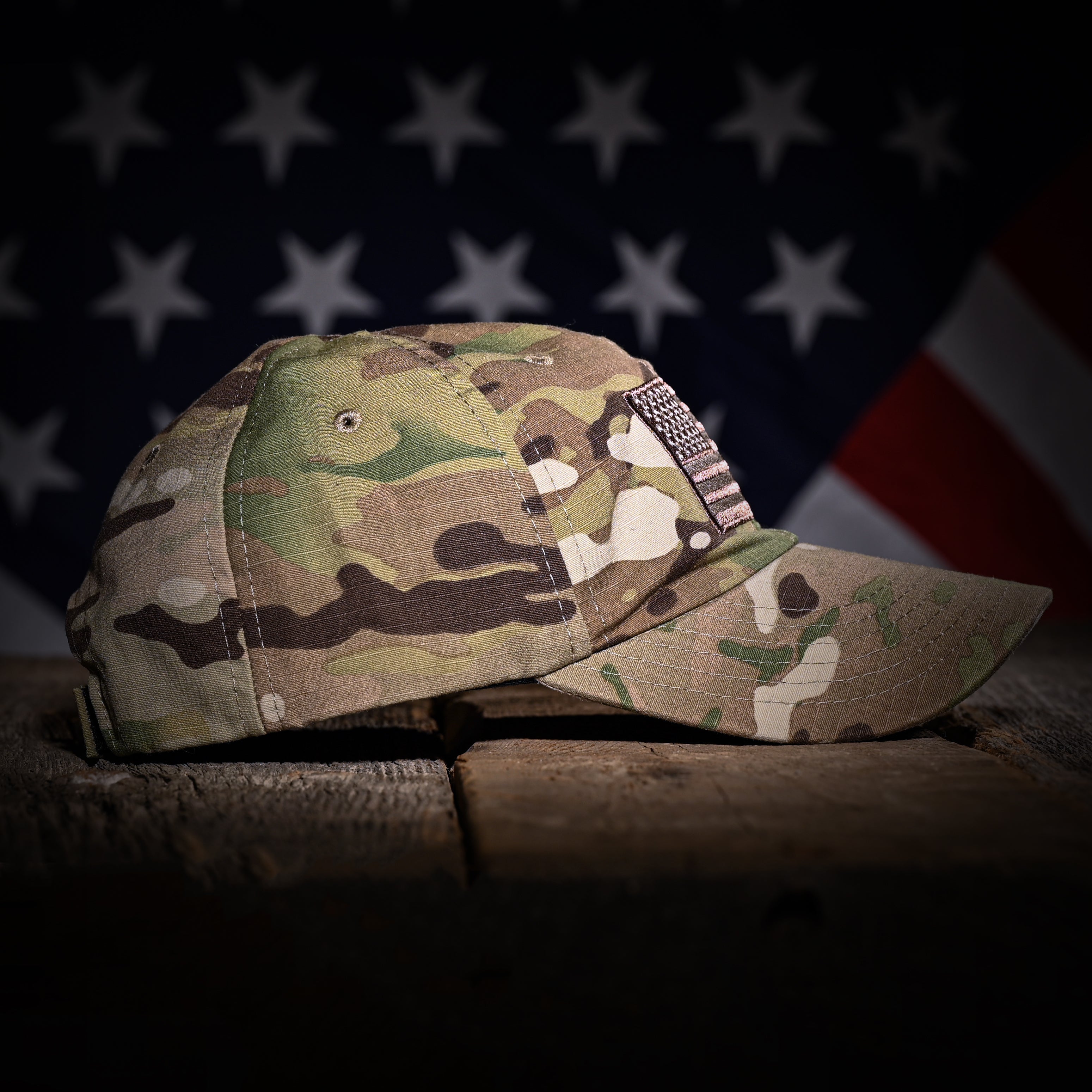 GORRA MULTICAM FULL RIPSTOP CON BANDERA DE EE. UU.