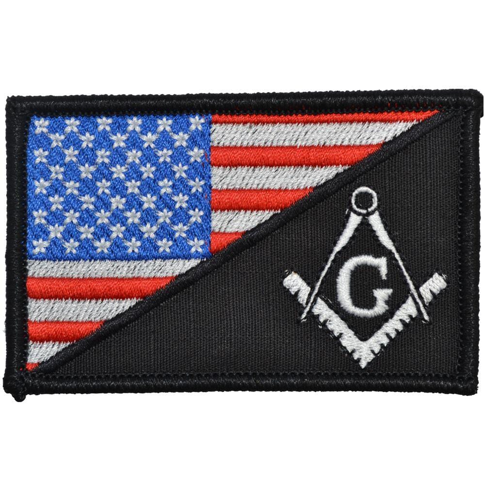 Masonic Square and Compasses USA Flag - 2.25x3.5 Patch