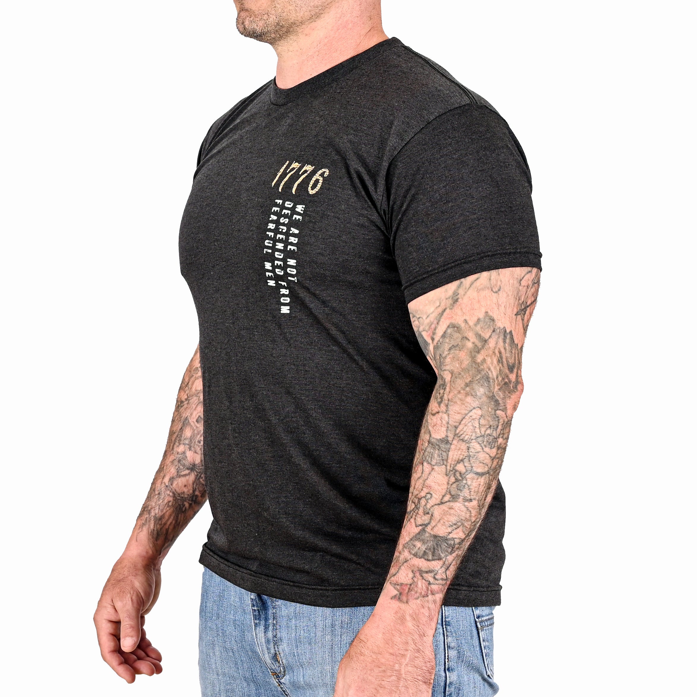 Men's We Are Not Descended from Fearful Men Patriotic T-Shirt - Heather Black
