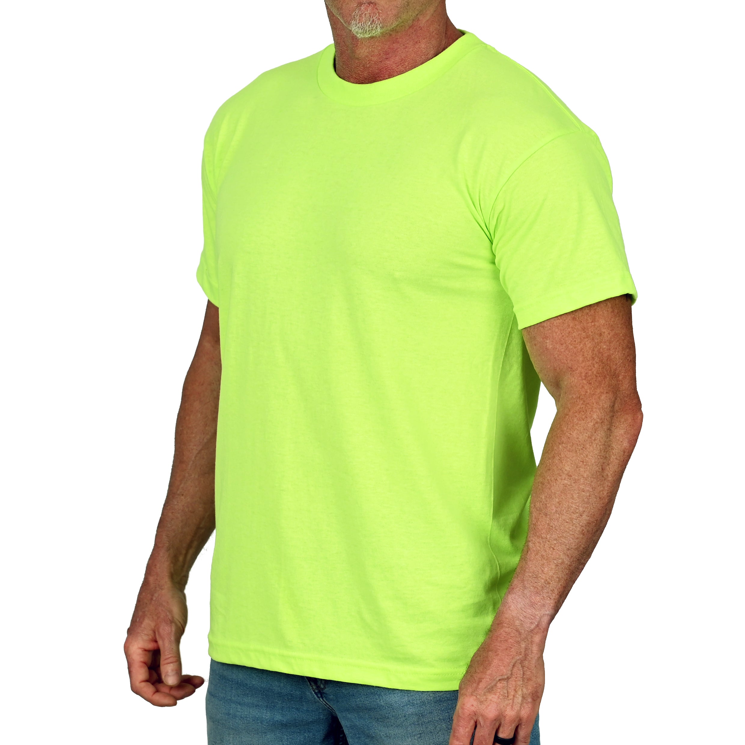 Men's Basic Hi-Vis Green Patriotic Work Shirt