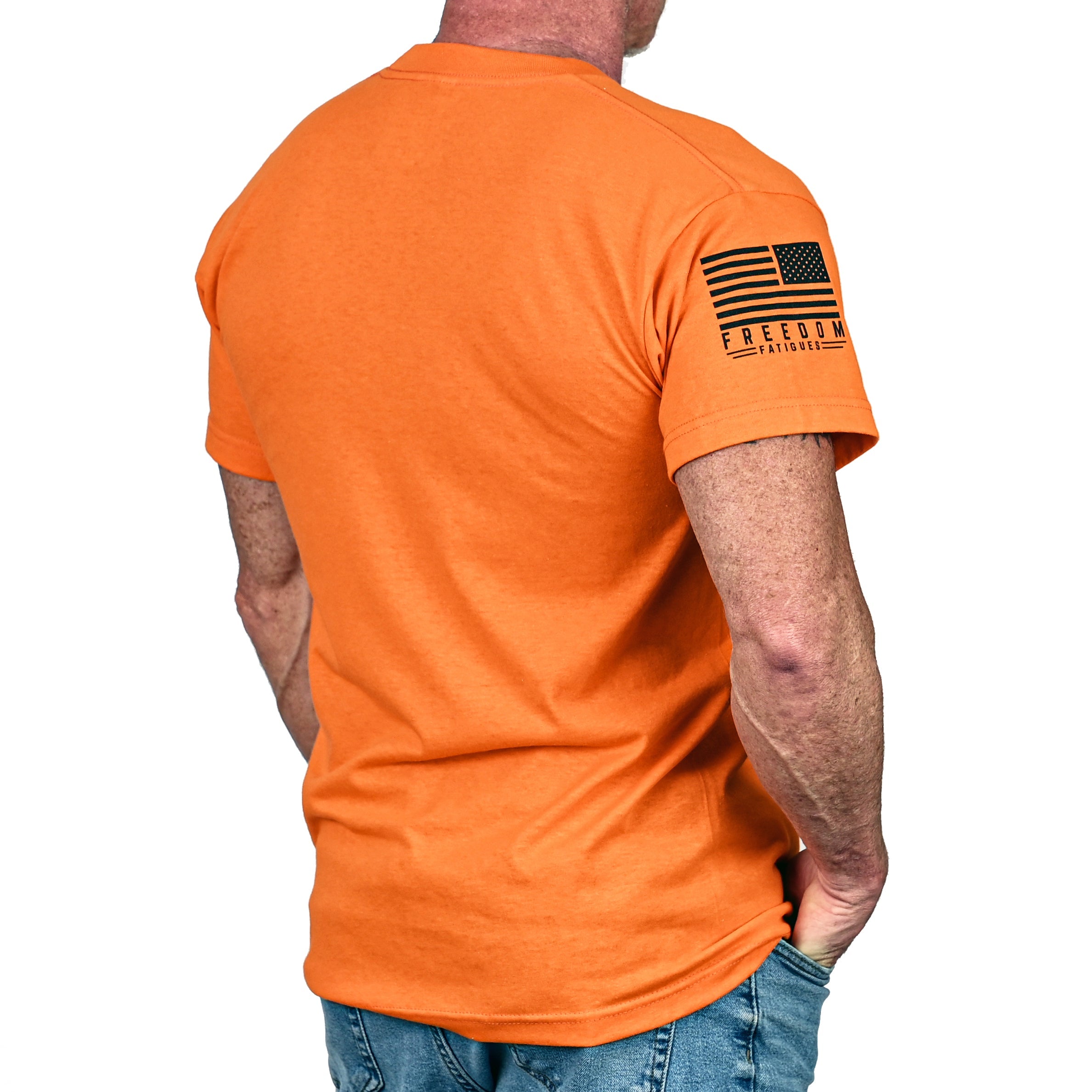 Men's Basic Hi-Vis Orange Patriotic Work Shirt
