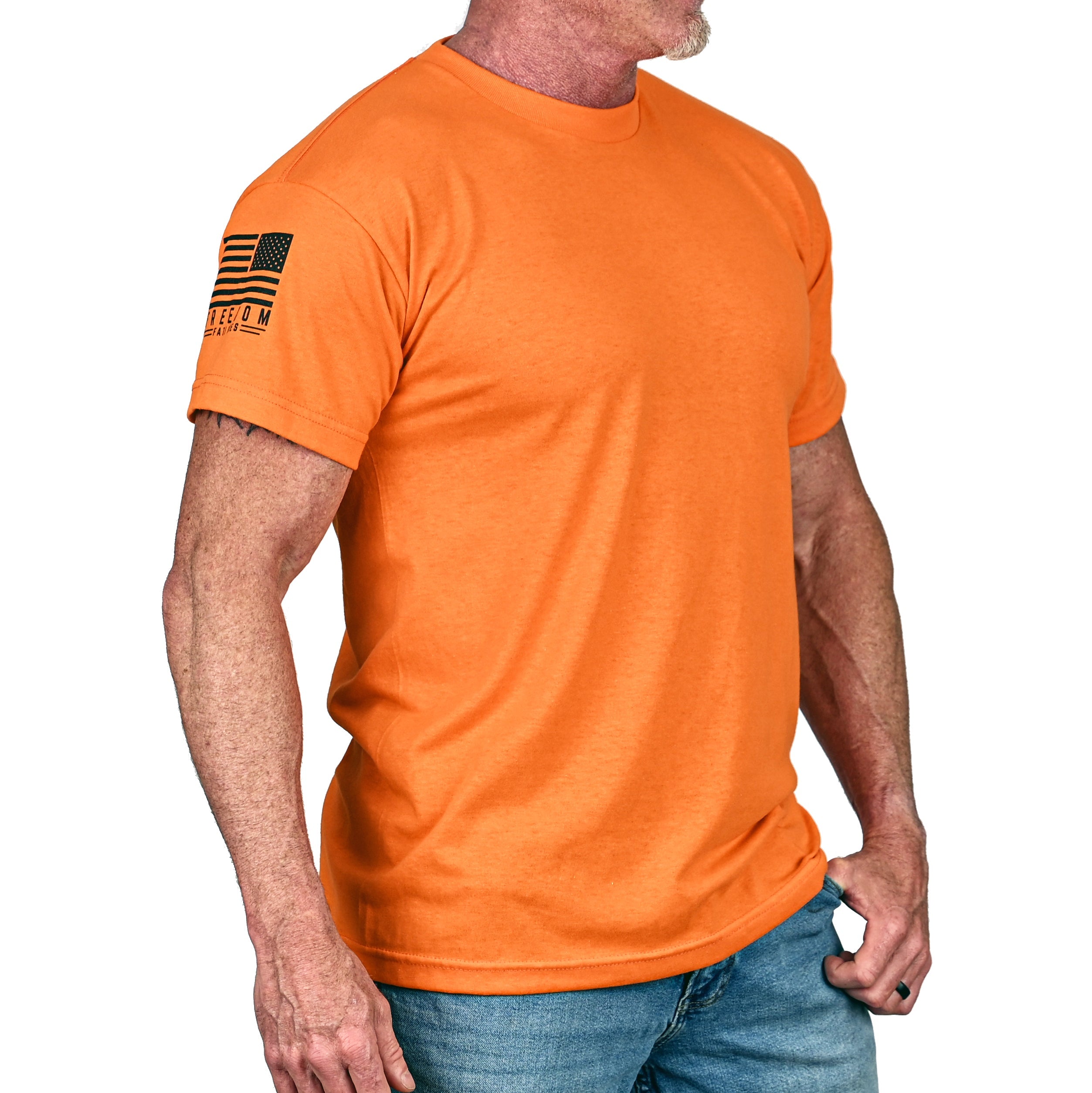 Men's Basic Hi-Vis Orange Patriotic Work Shirt