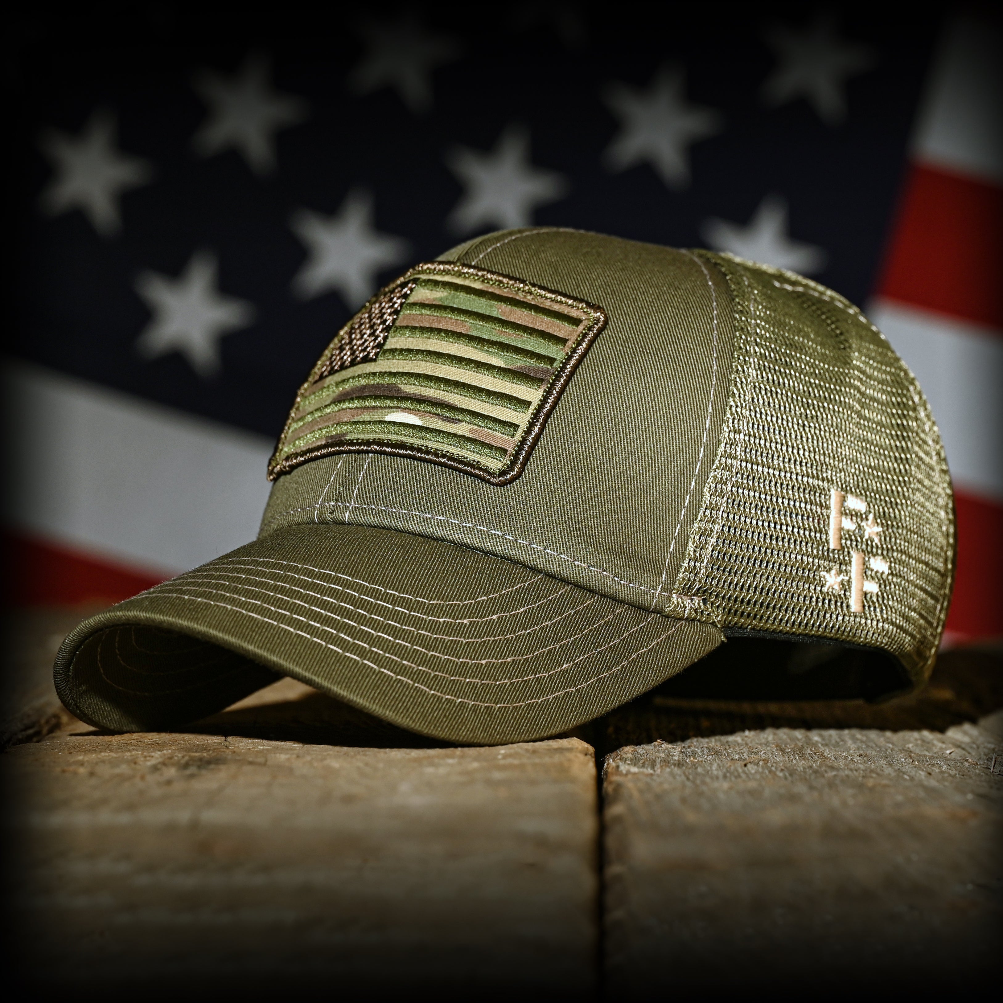 MultiCam Flag Patch OD Green Ball Cap