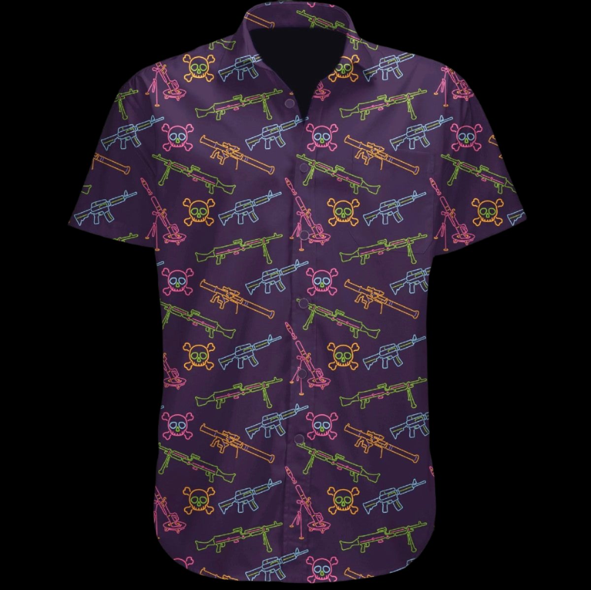 Camisa con botones de luces de neón y tiroteos